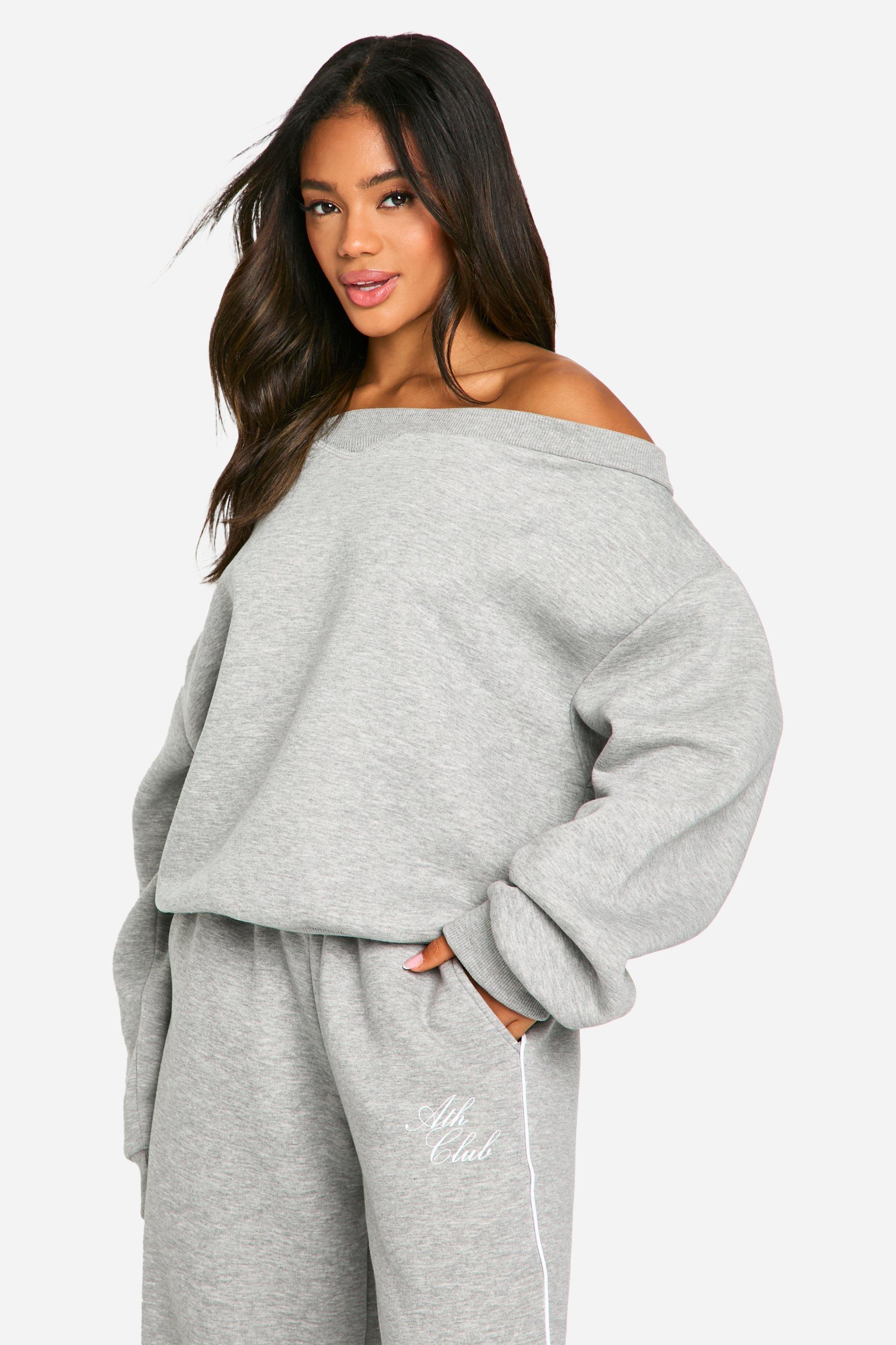 Schulterfreies Sweatshirt - Ash Grey - S, Ash Grey