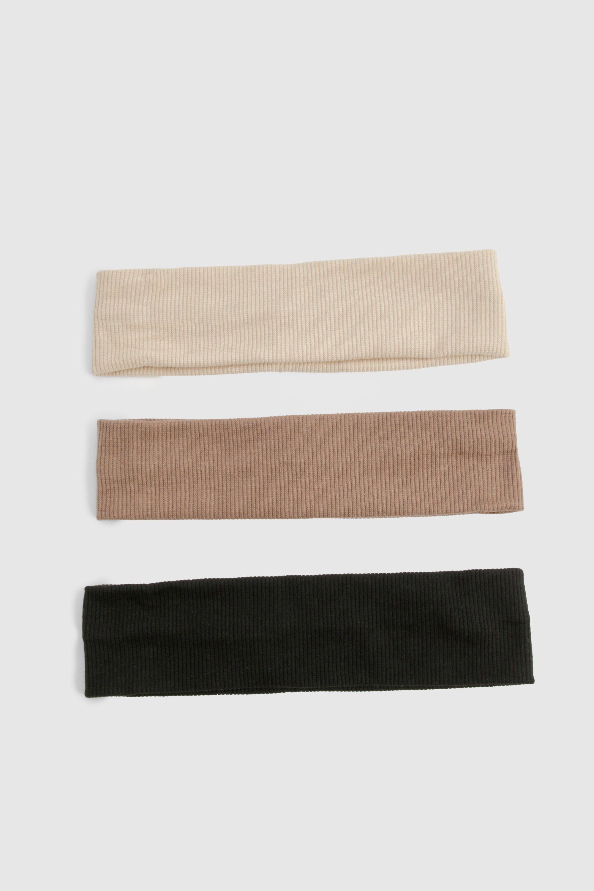 Womens 3 Pack Tonal Ribbed Headbands Beige One Size Beige