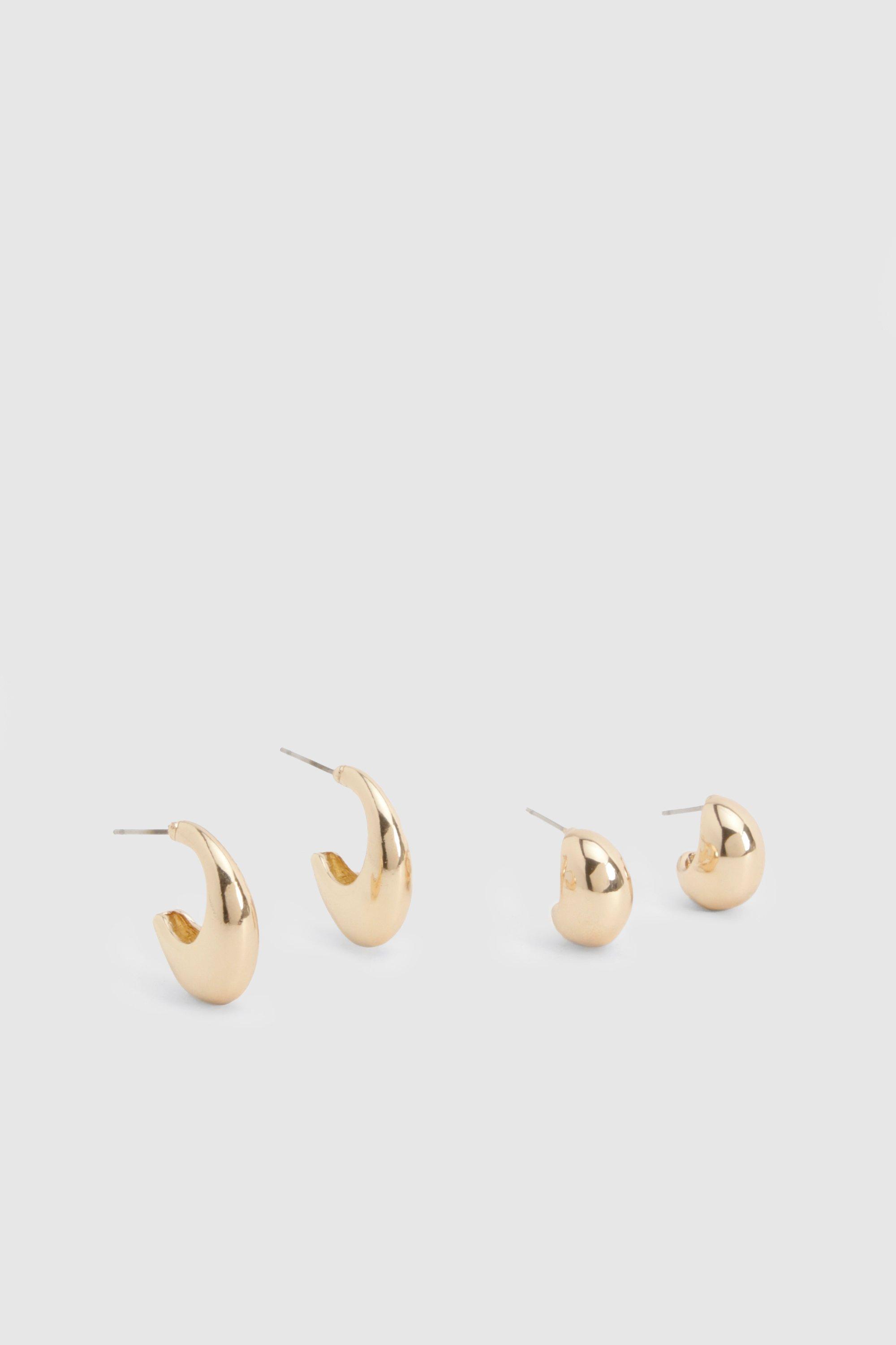 Image of Orecchini a cerchio spessi color oro - set di 2, Metallics