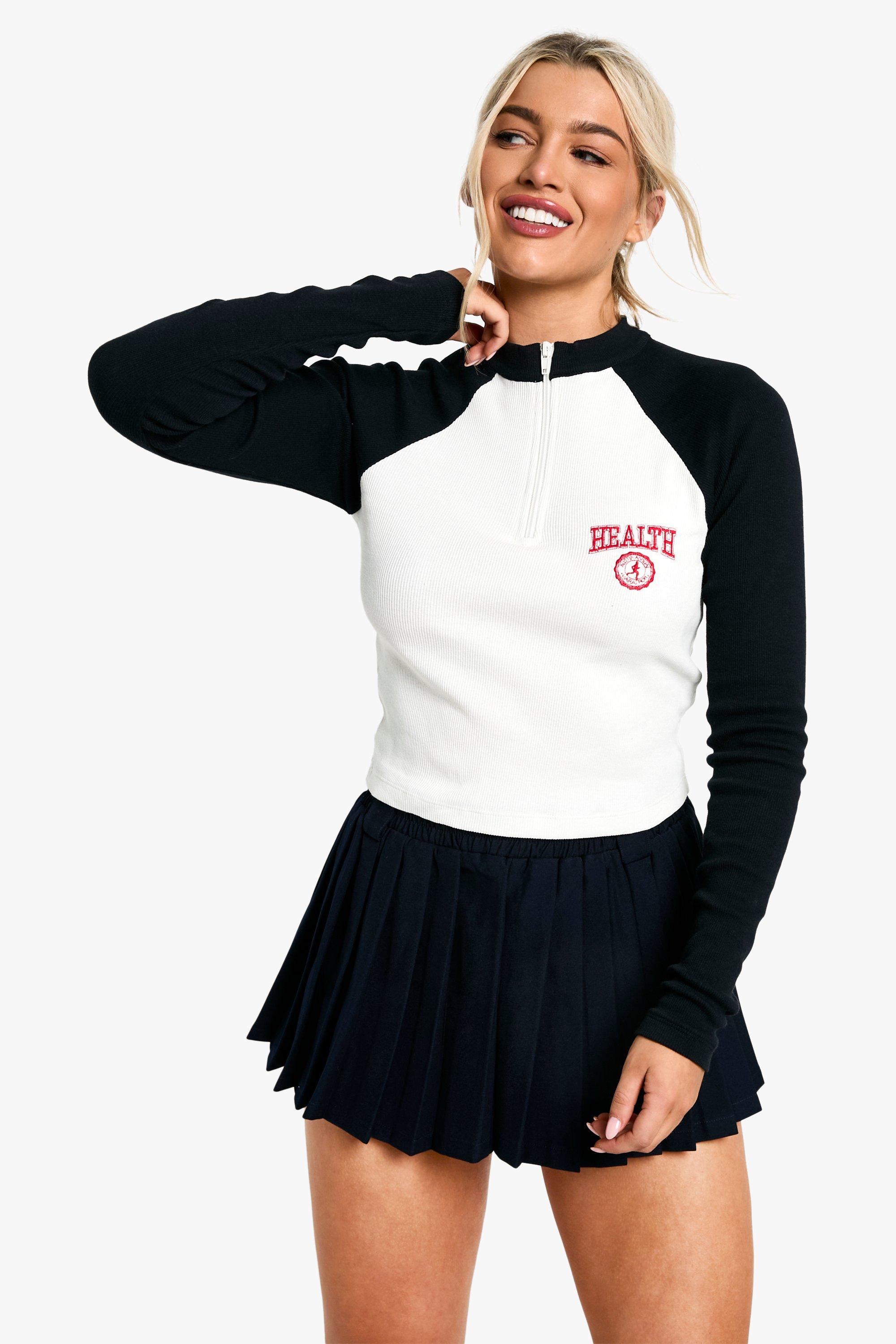 Womens Raglan Zip Through Top - Navy - 10, Navy