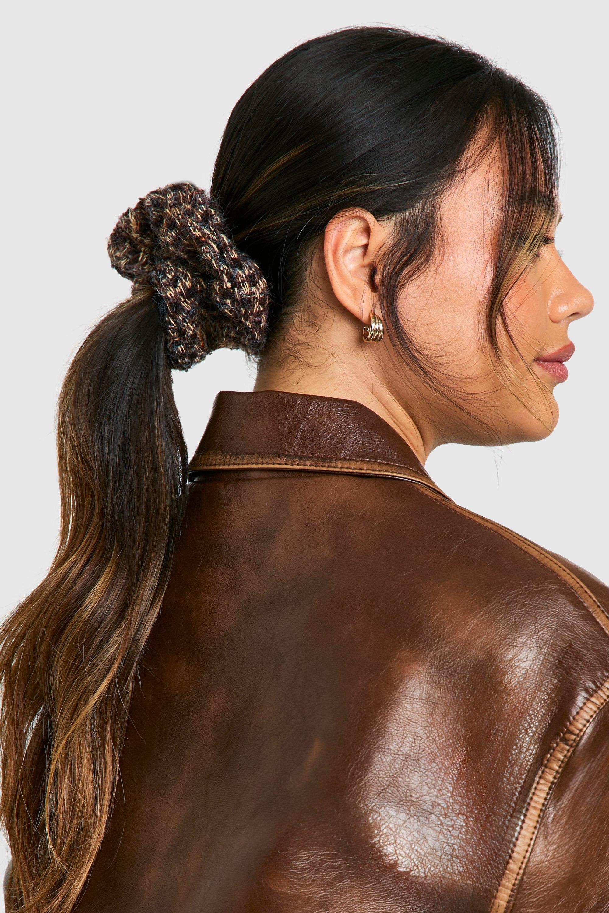 Click to view product details and reviews for Womens Fluffy Knitted Scrunchie Brown One Size Brown.