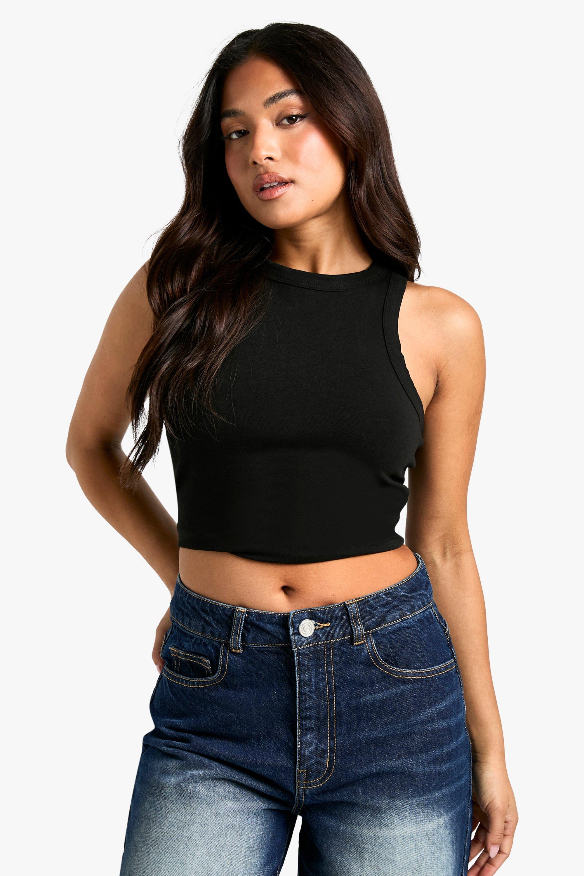 "Petite" - Crop Top Basique A Dos Nageur - Noir - 34