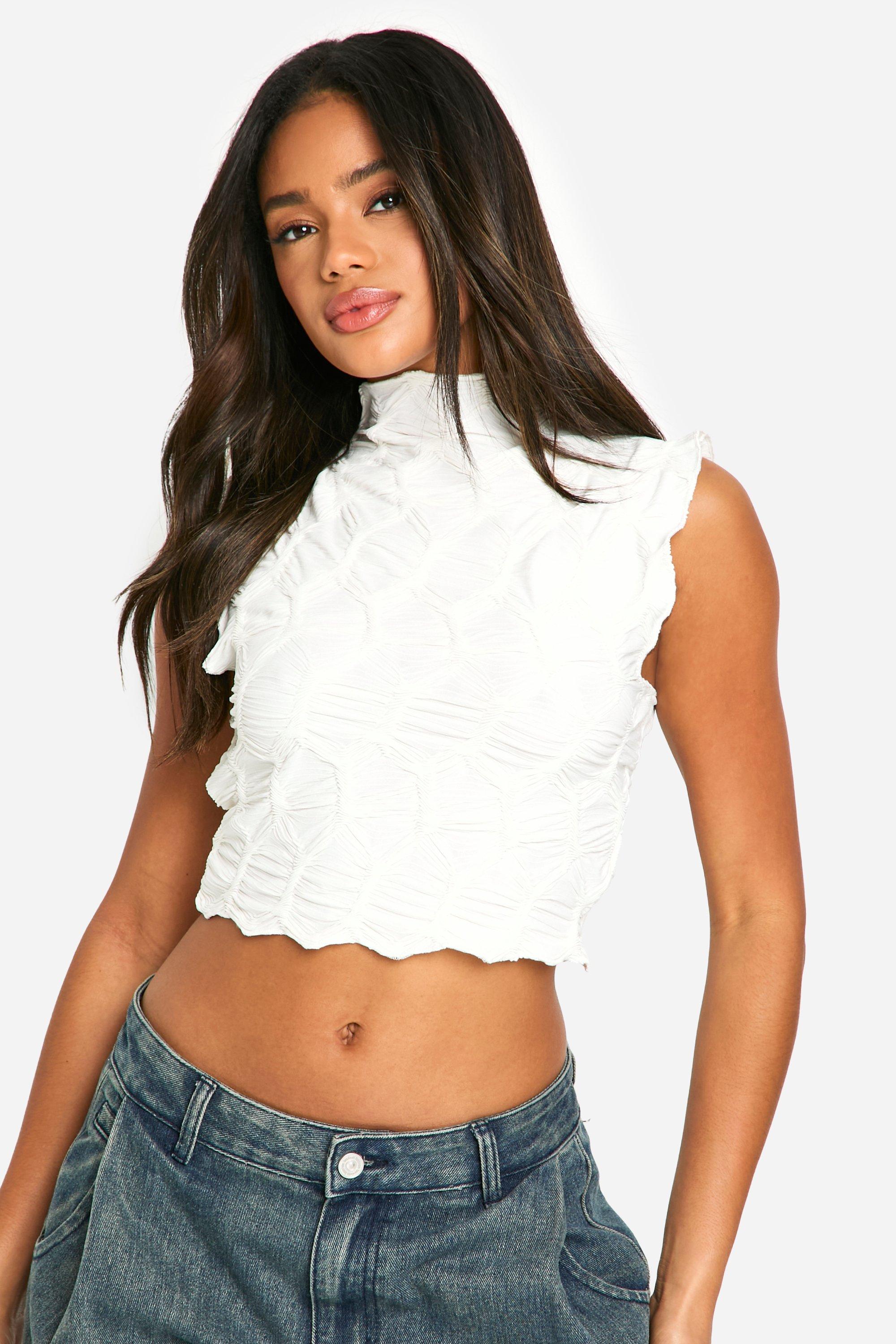 Womens Textured Vest Top - White - 14, White