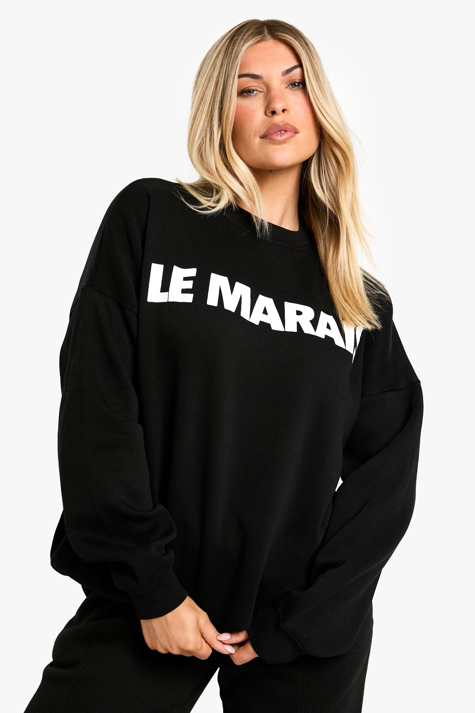 Womens Le Marais Slogan Crew Neck Oversized Sweatshirt - Black - M, Black