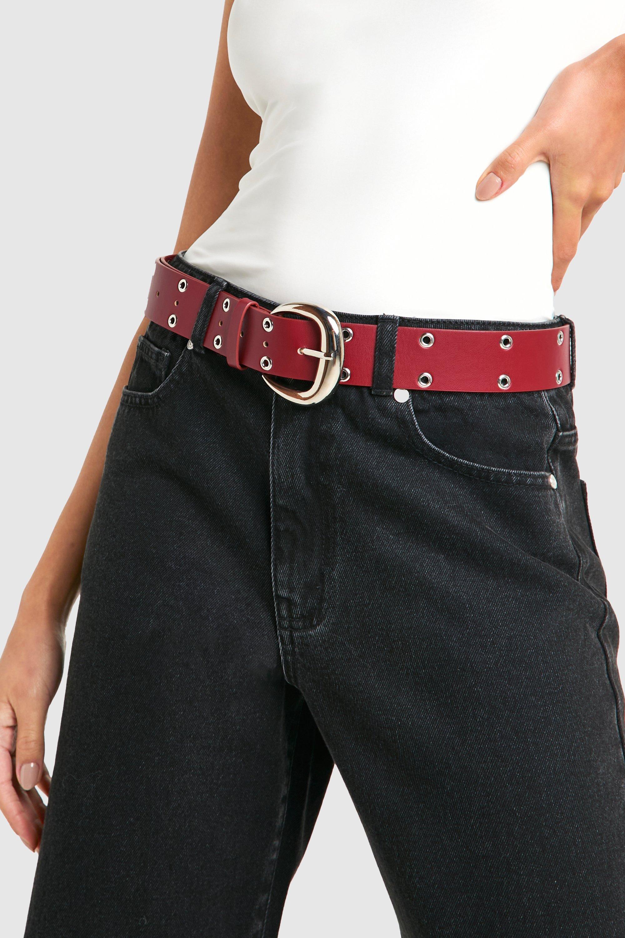 Click to view product details and reviews for Womens Chunky Eyelet Detail Cherry Red Belt One Size Red.