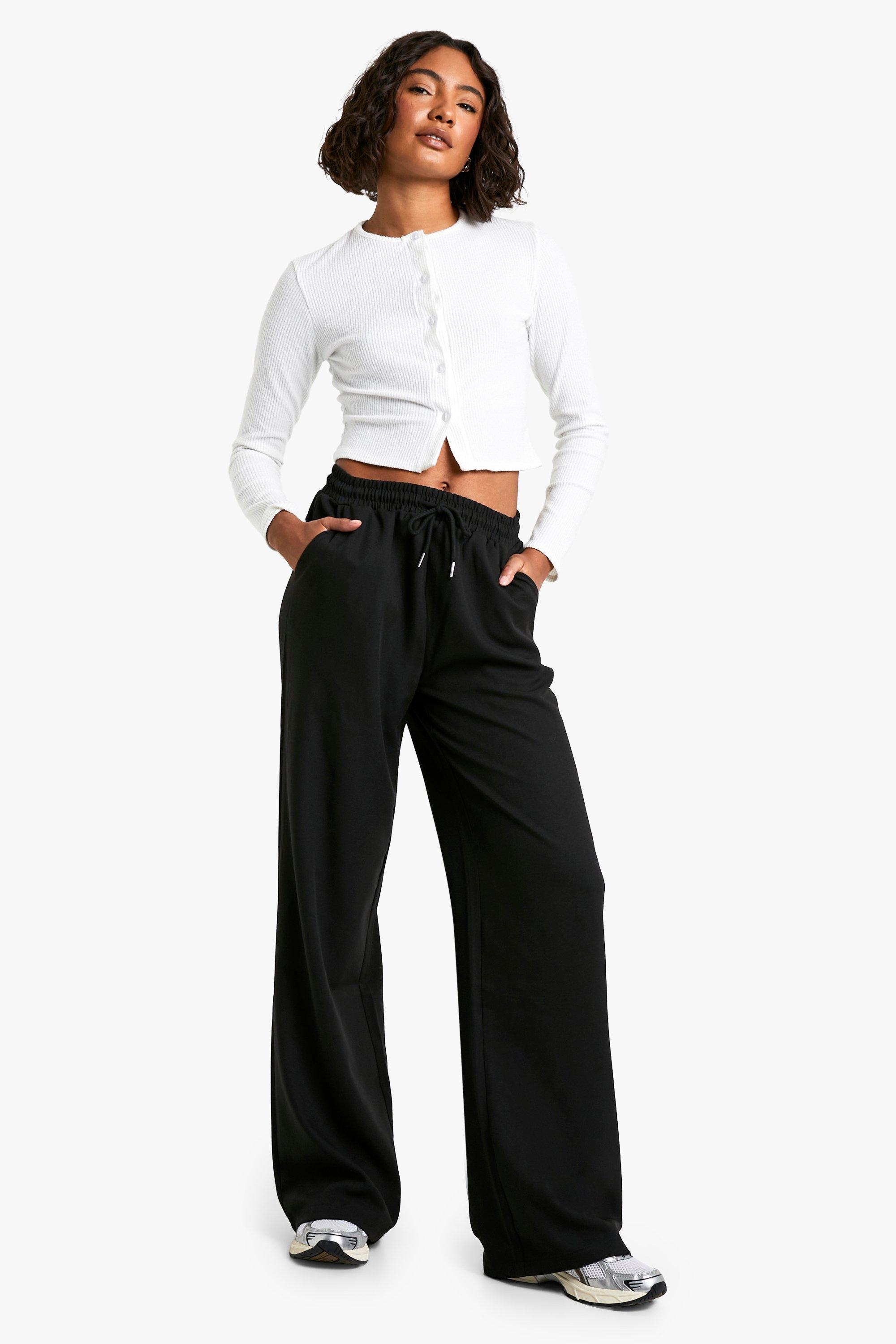 Image of Pantaloni sartoriali Tall a gamba ampia con laccetti in vita, Nero