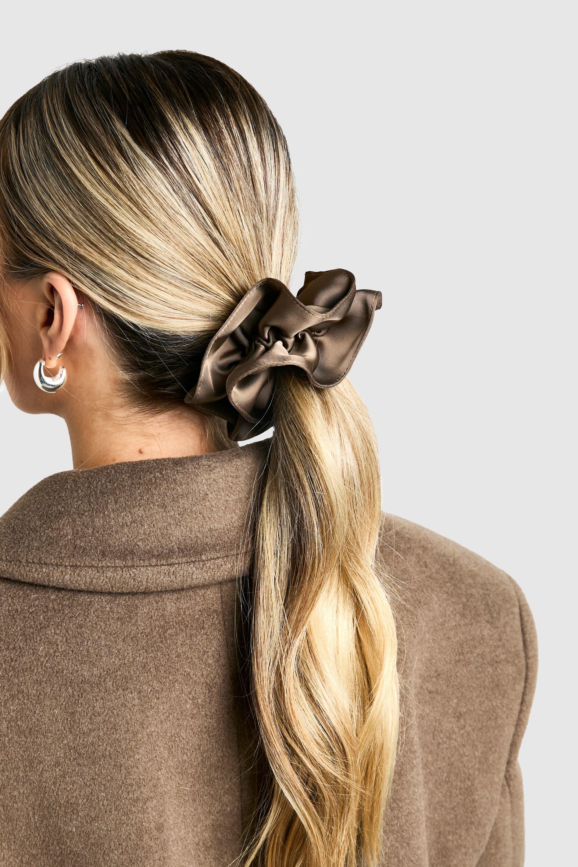 Click to view product details and reviews for Womens Satin Oversized Scrunchie Brown One Size Brown.