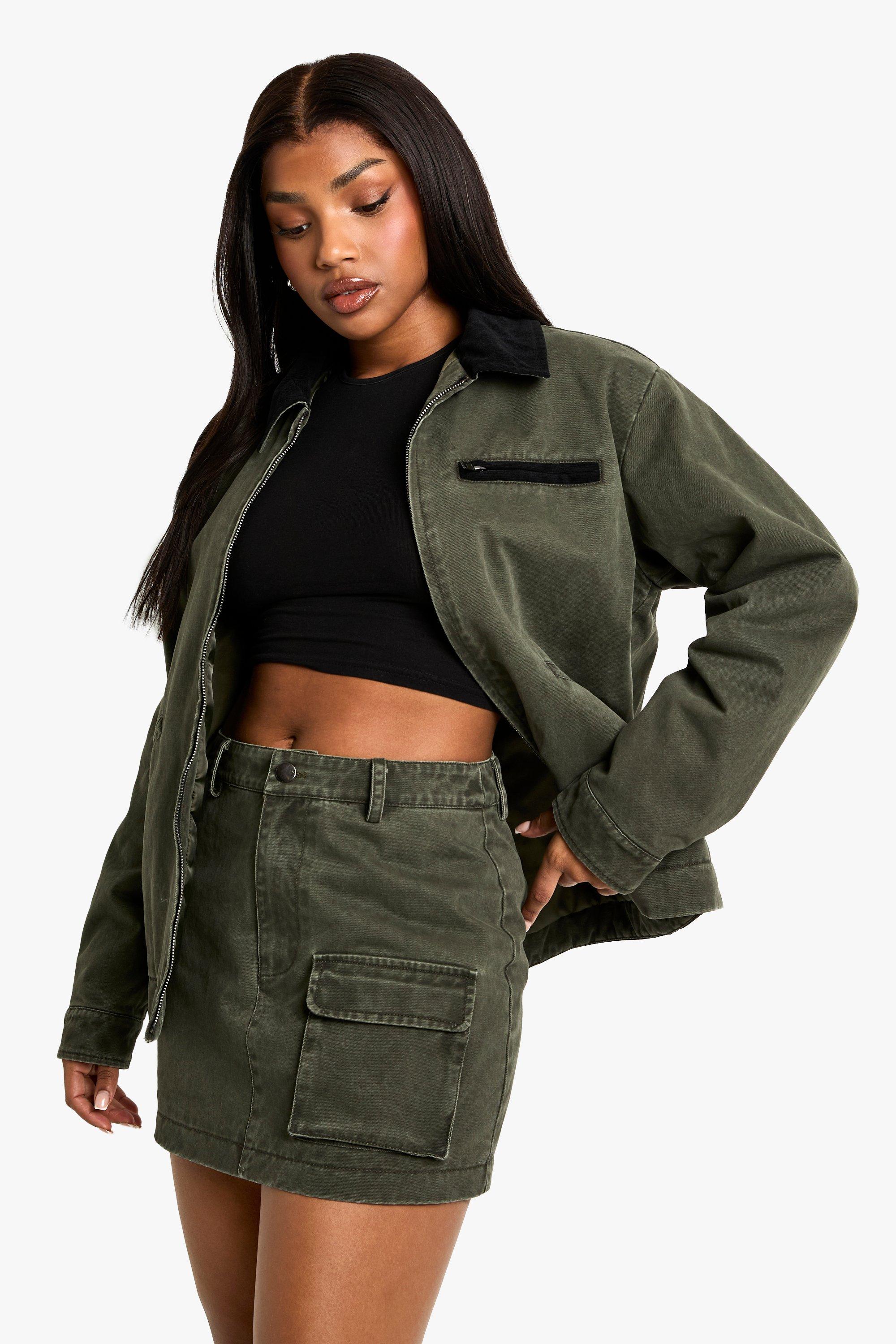 Boohoo Gebleekt Mini Rokje, Khaki