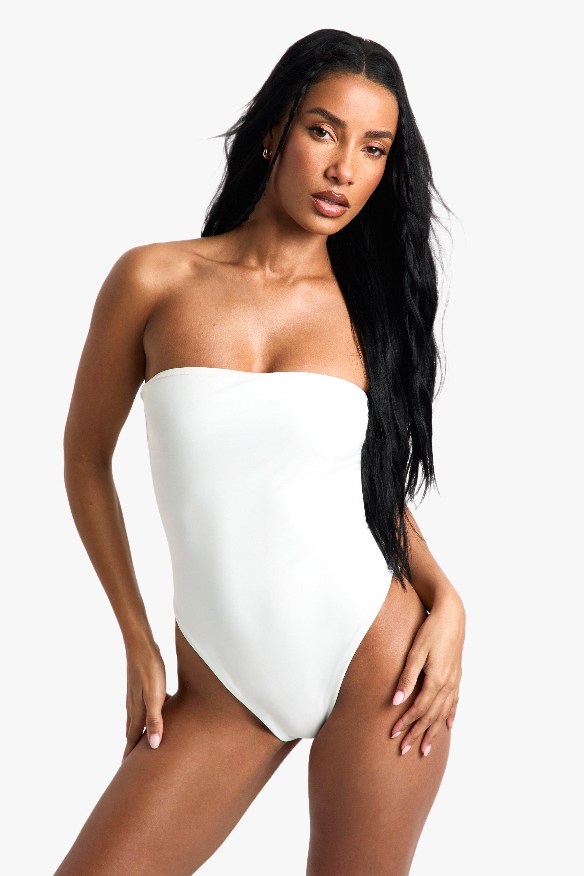 Image of Costume intero a fascia Essentials, Bianco