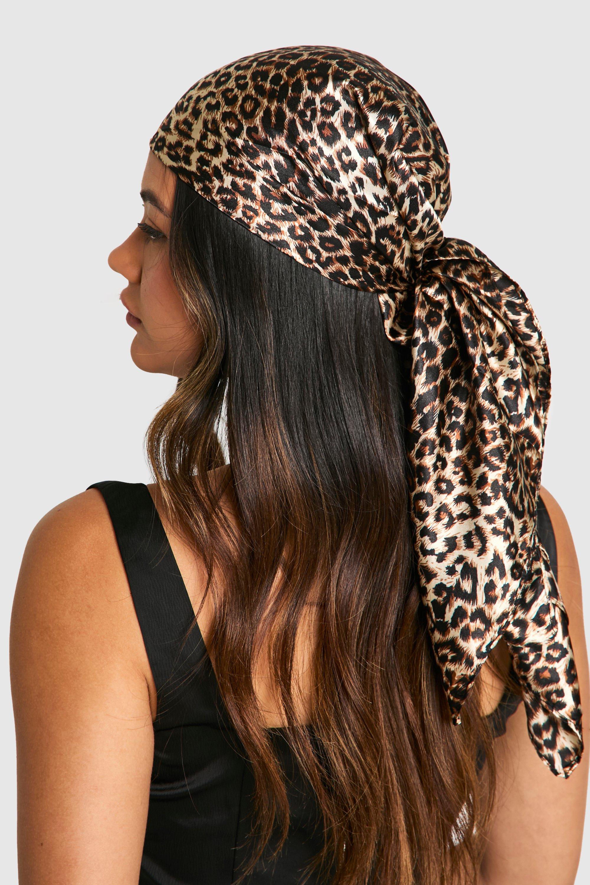 Womens Leopard Satin Head Scarf Multi One Size Multi