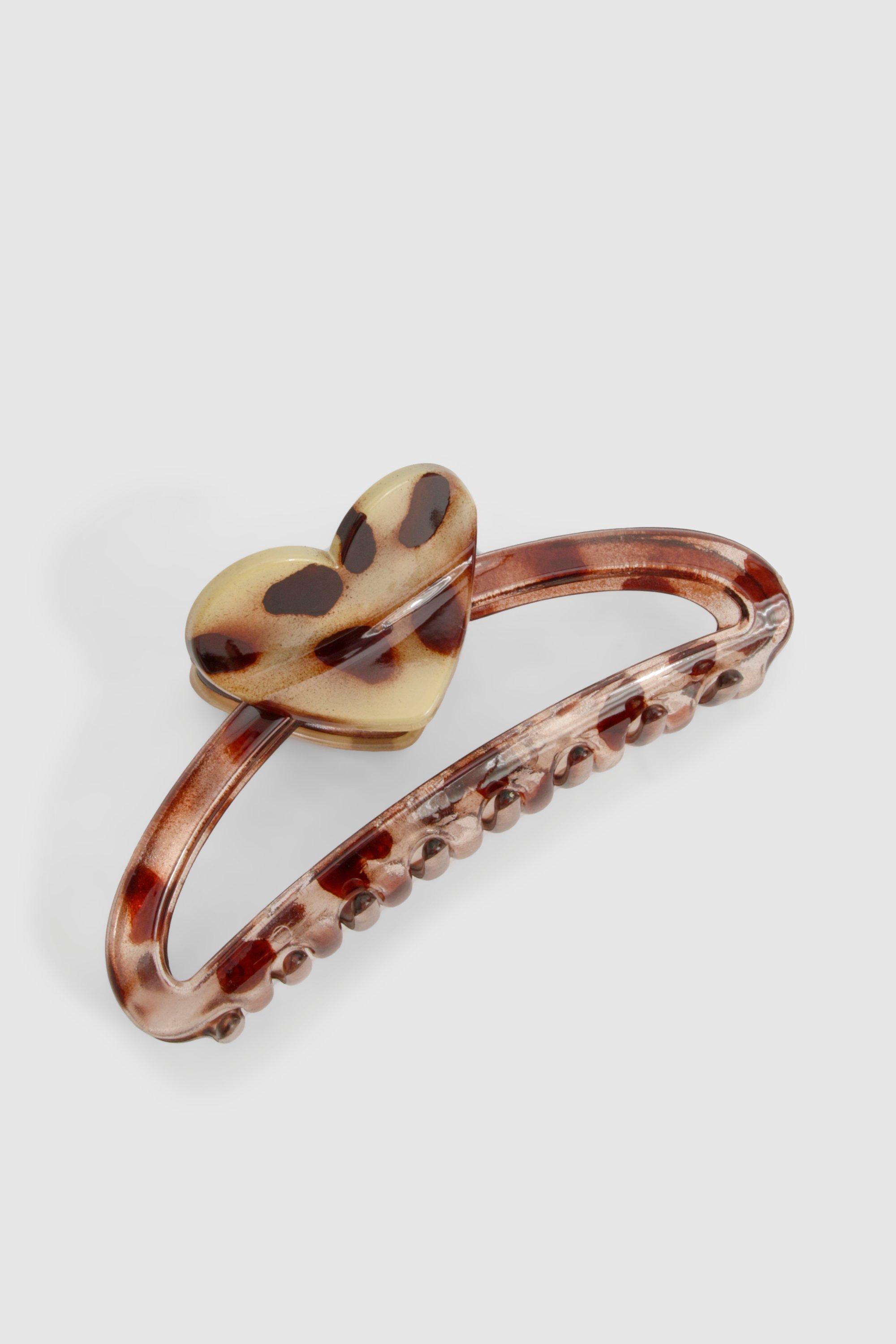 Click to view product details and reviews for Womens Tortoise Shell Heart Claw Clip Brown One Size Brown.