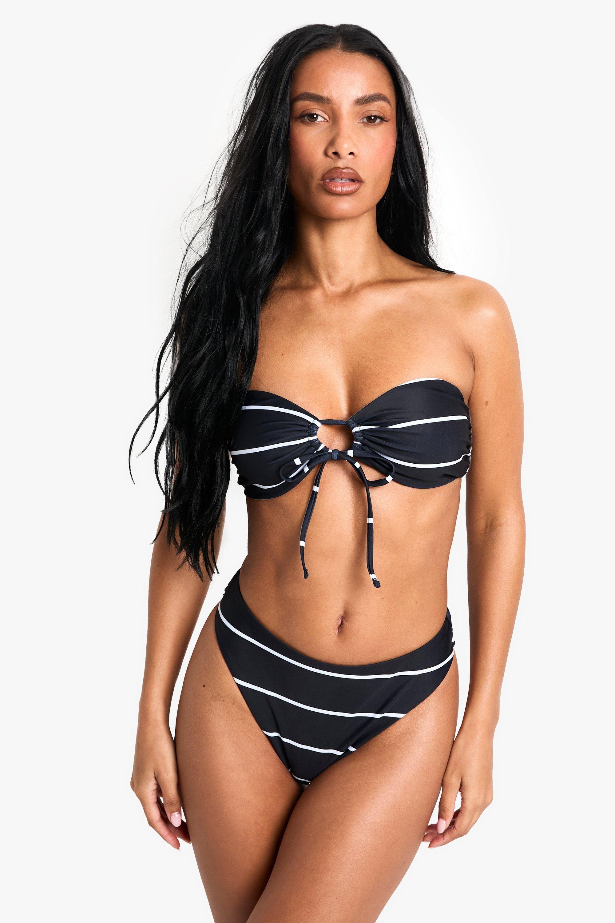 Image of Slip a vita alta a righe Essentials, Nero