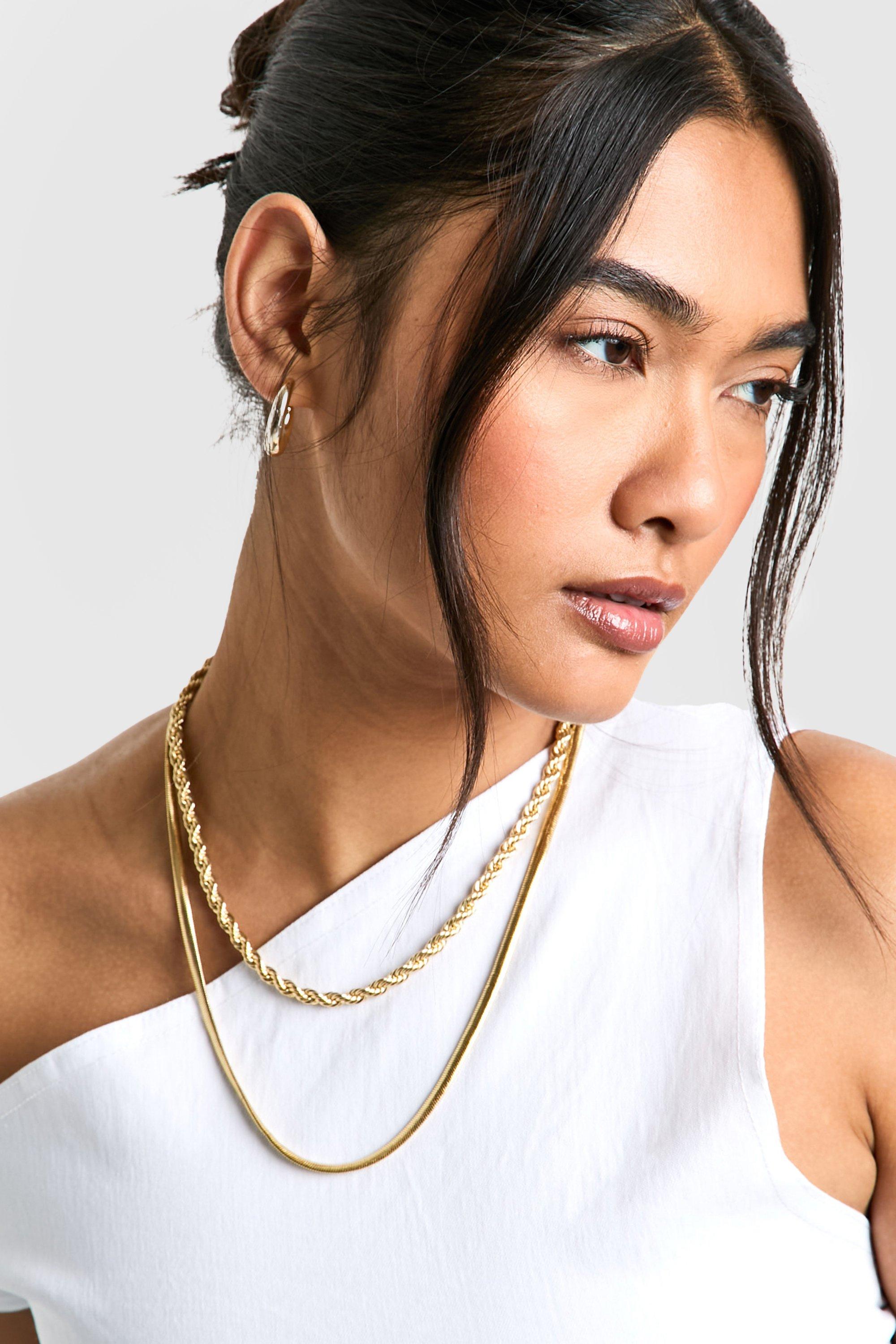 Womens Double Chain Rope Necklace - Gold - One Size, Gold