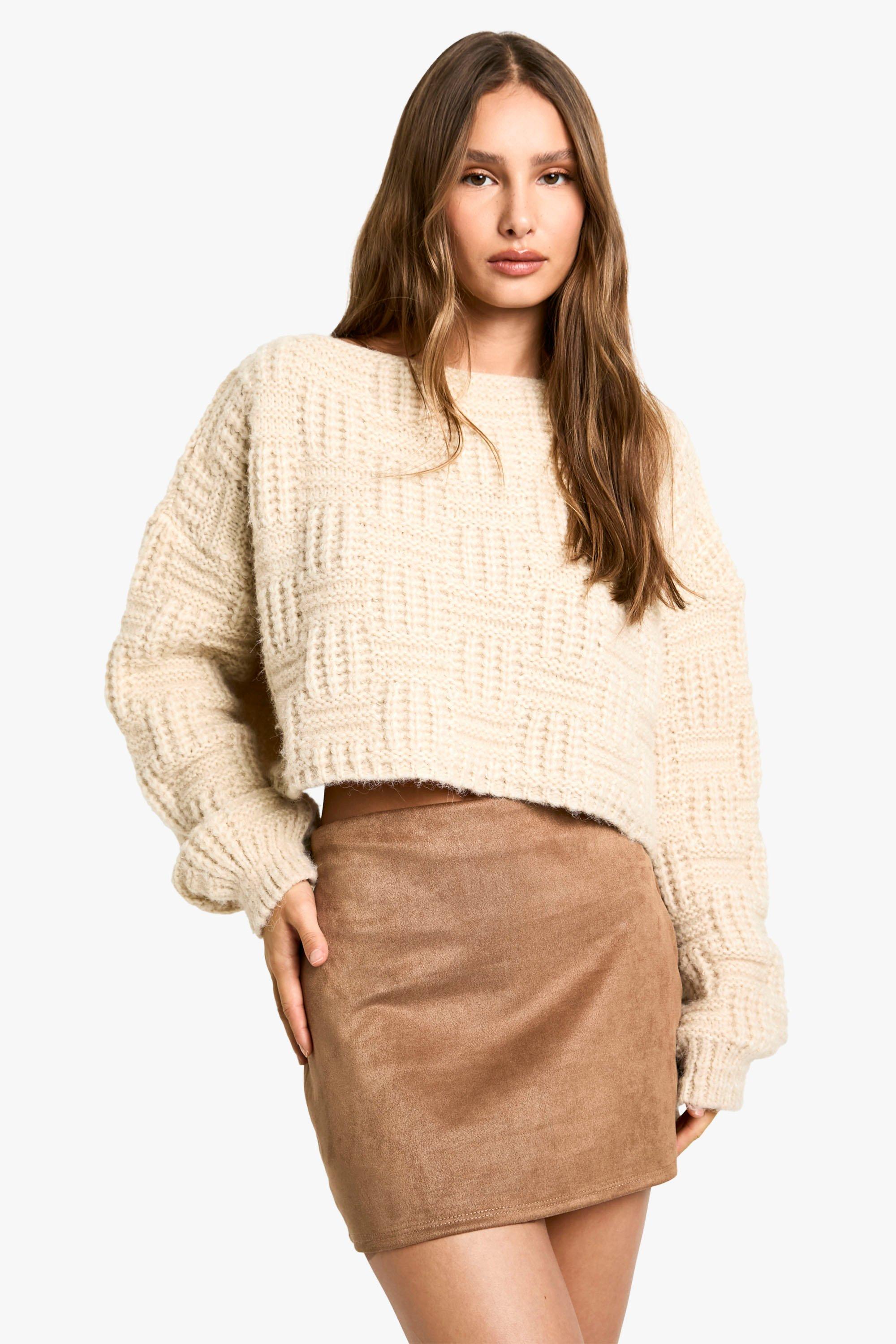 Boohoo Suède Mini Rokje, Beige