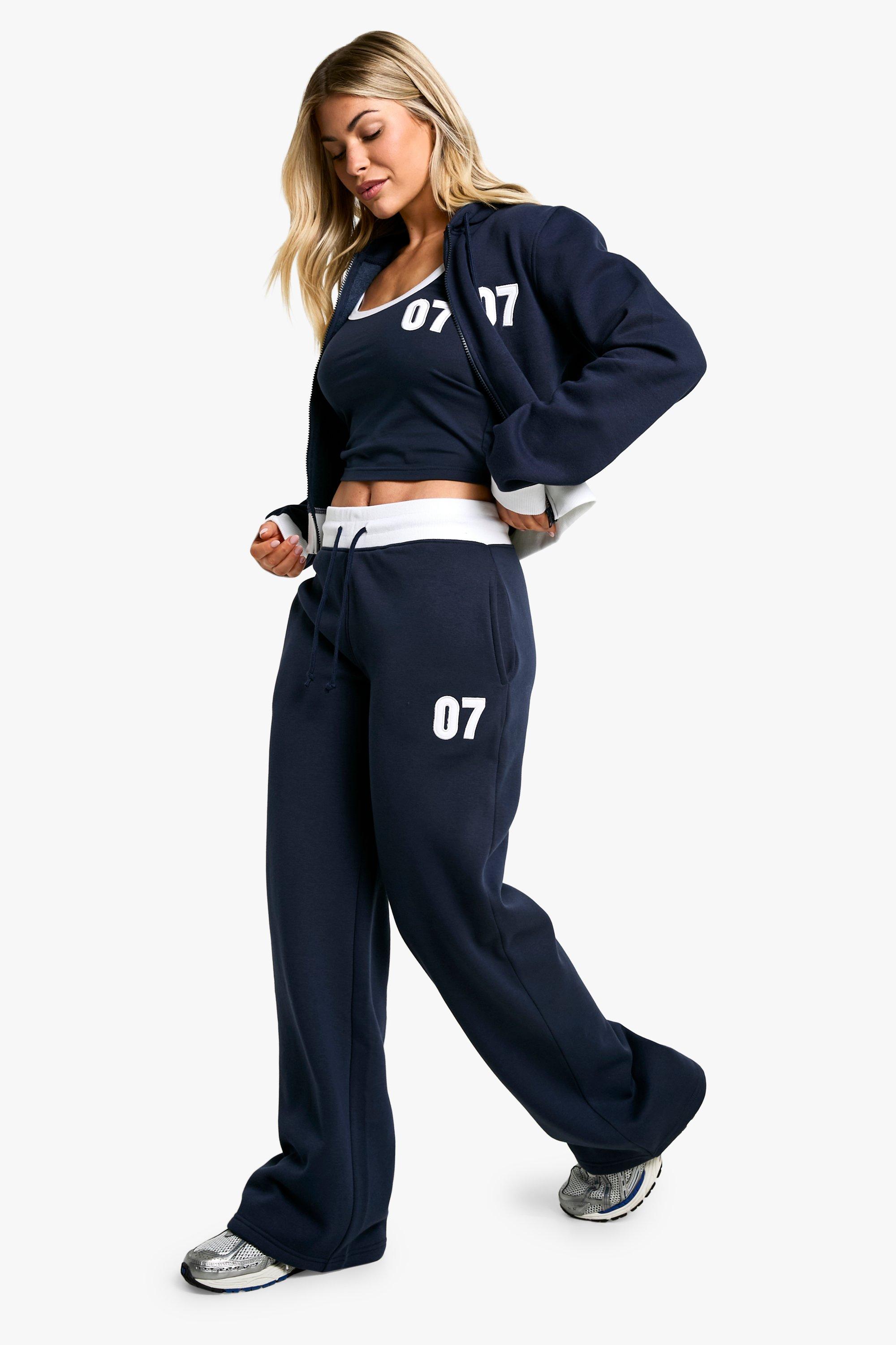 Womens Applique Contrast 3 Piece Hooded Tracksuit - Navy - Xs, Navy