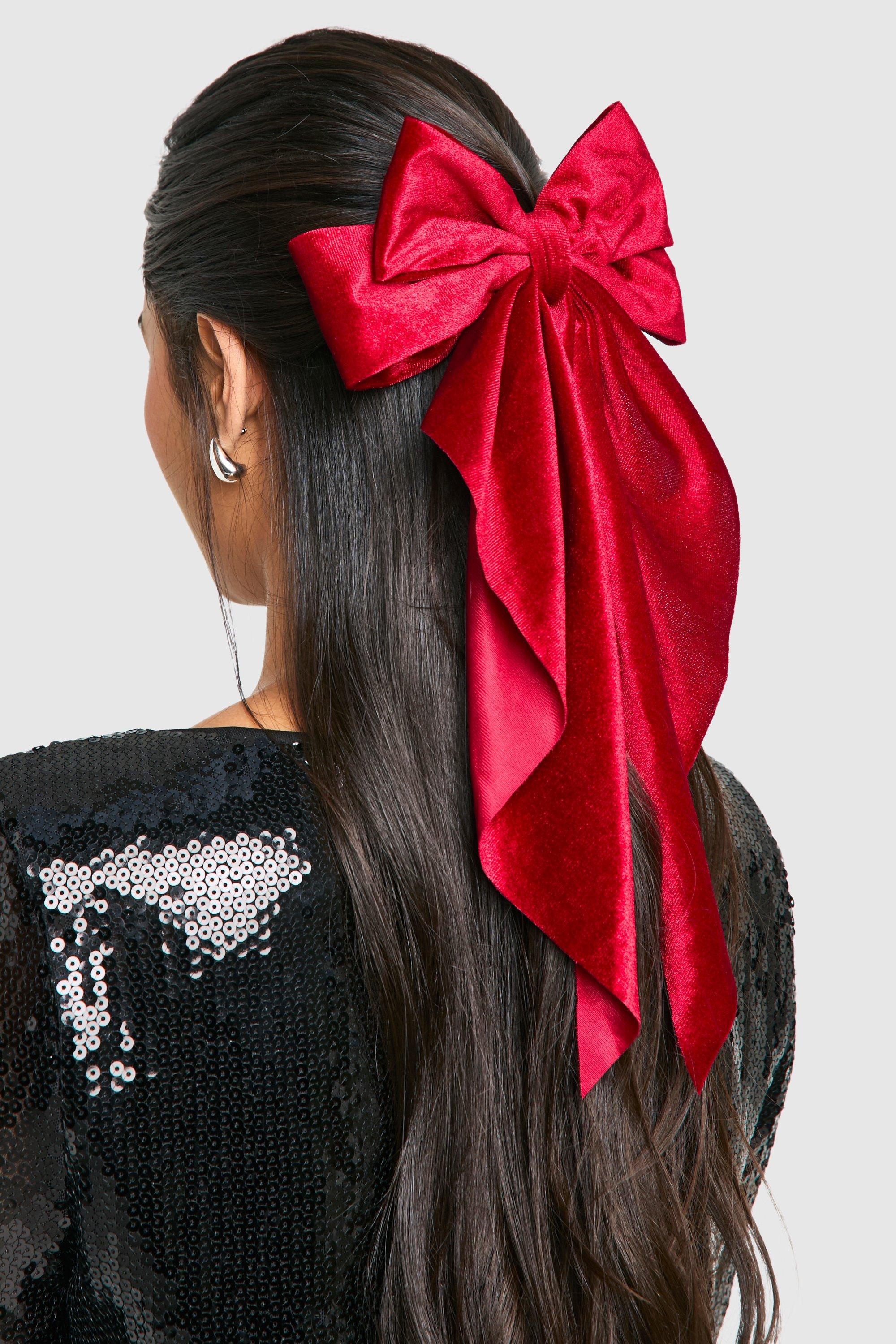 Click to view product details and reviews for Womens Cherry Red Large Velvet Bow Hair Clip One Size Red.