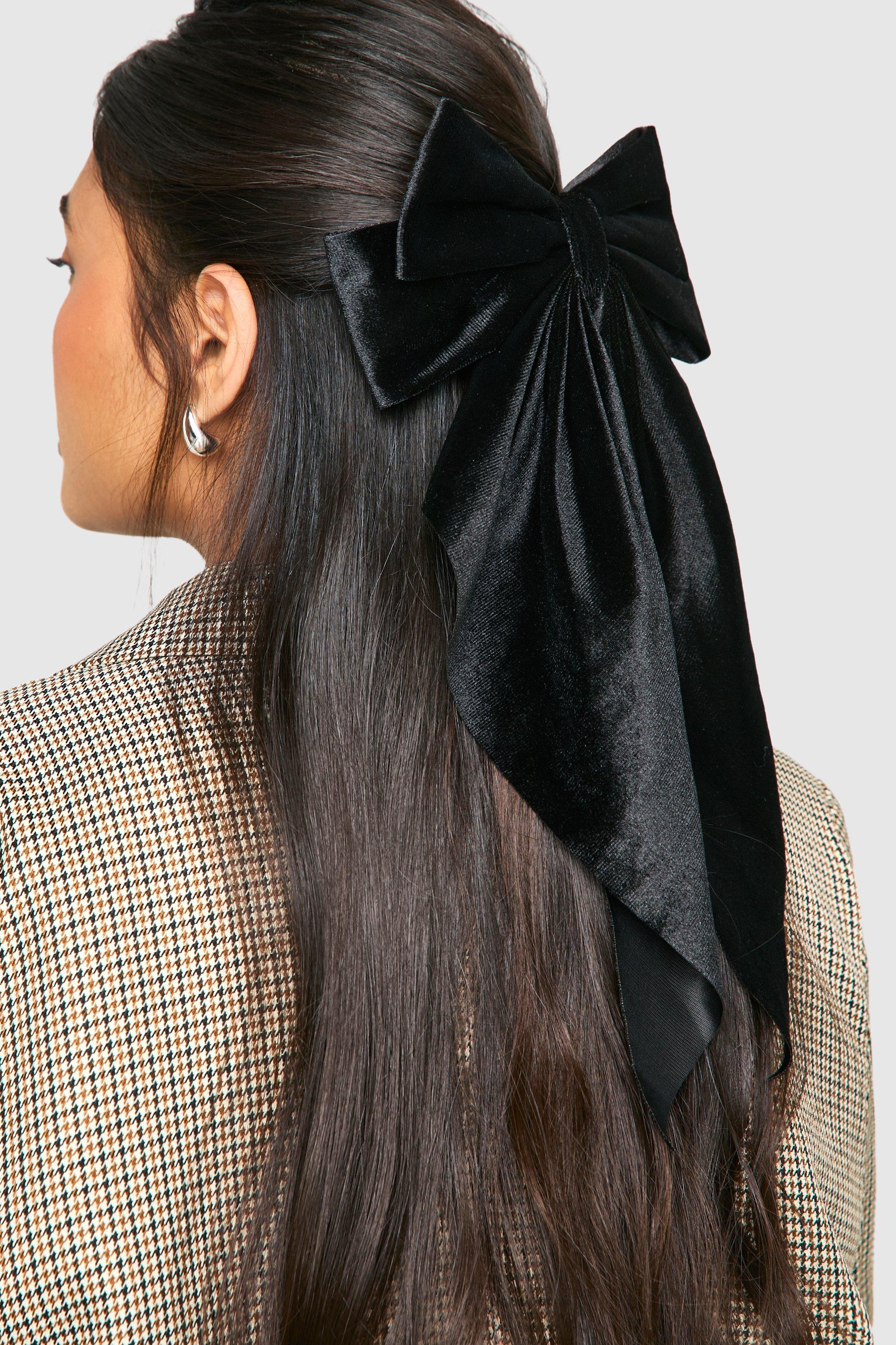 Click to view product details and reviews for Womens Black Large Velvet Bow Hair Clip One Size Black.