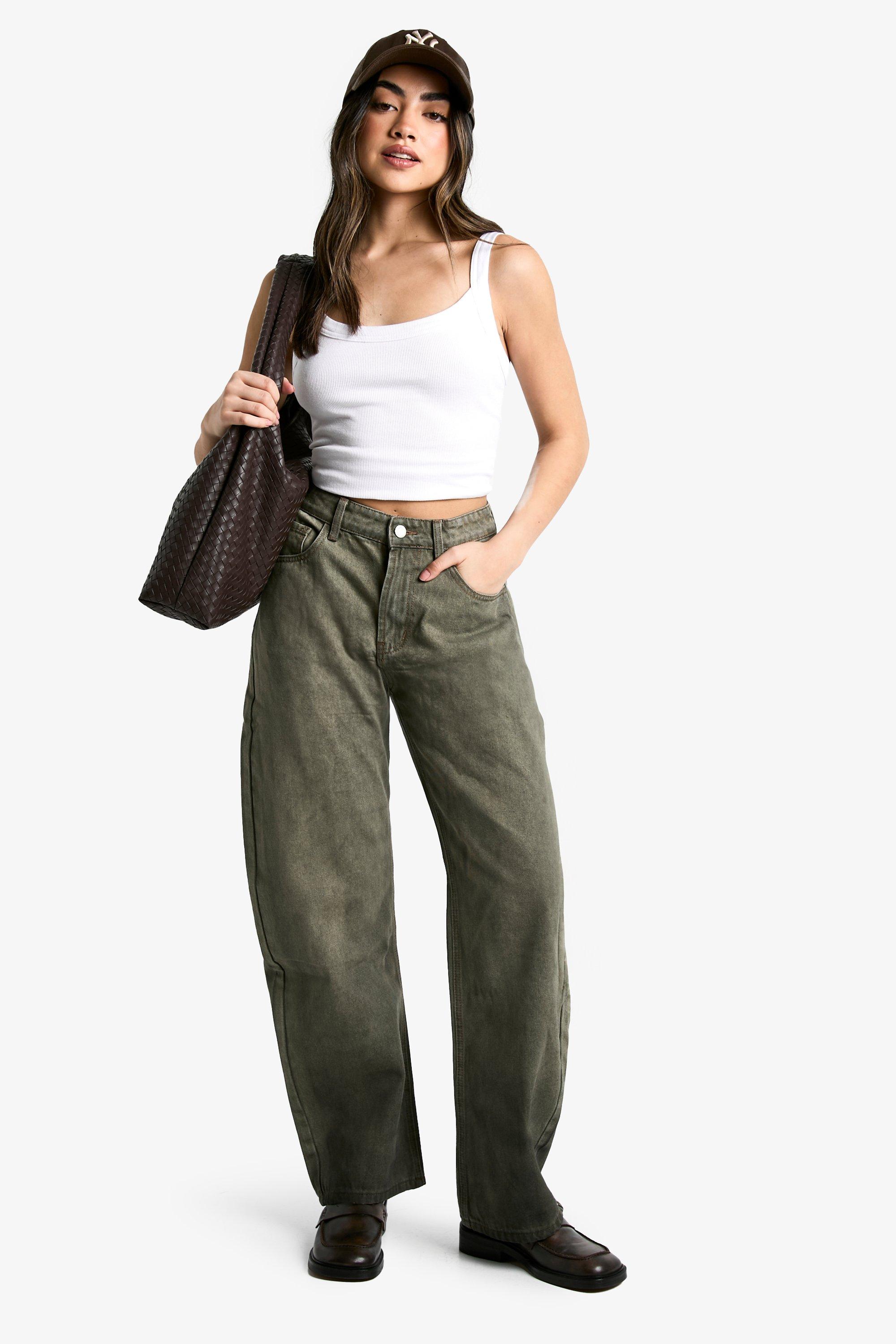 Boohoo Carrot Leg Jeans, Olive