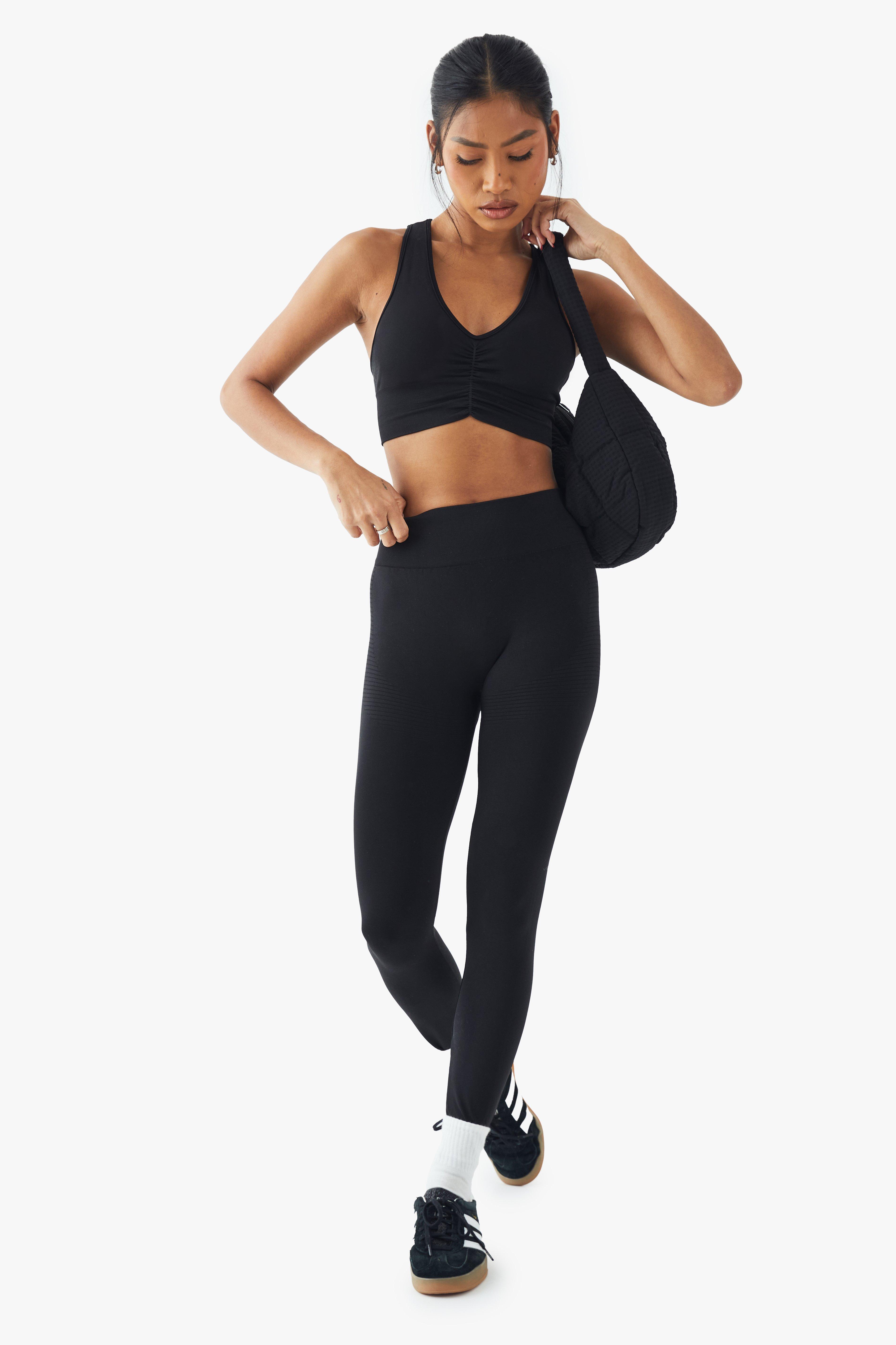 Image of Legging Premium modellanti sul retro senza cuciture, Nero