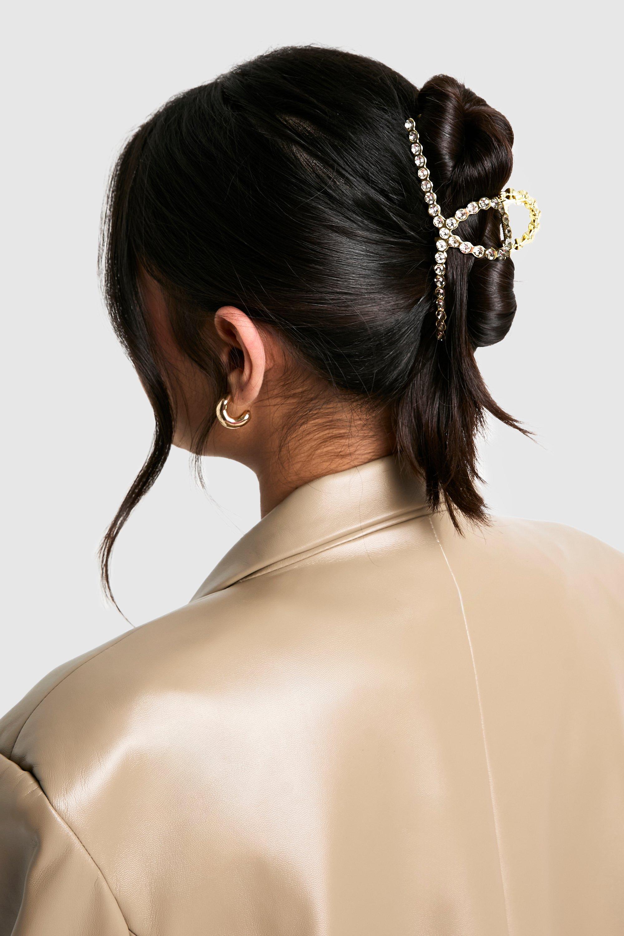 Click to view product details and reviews for Womens Diamante Embellished Claw Clip Gold One Size Gold.