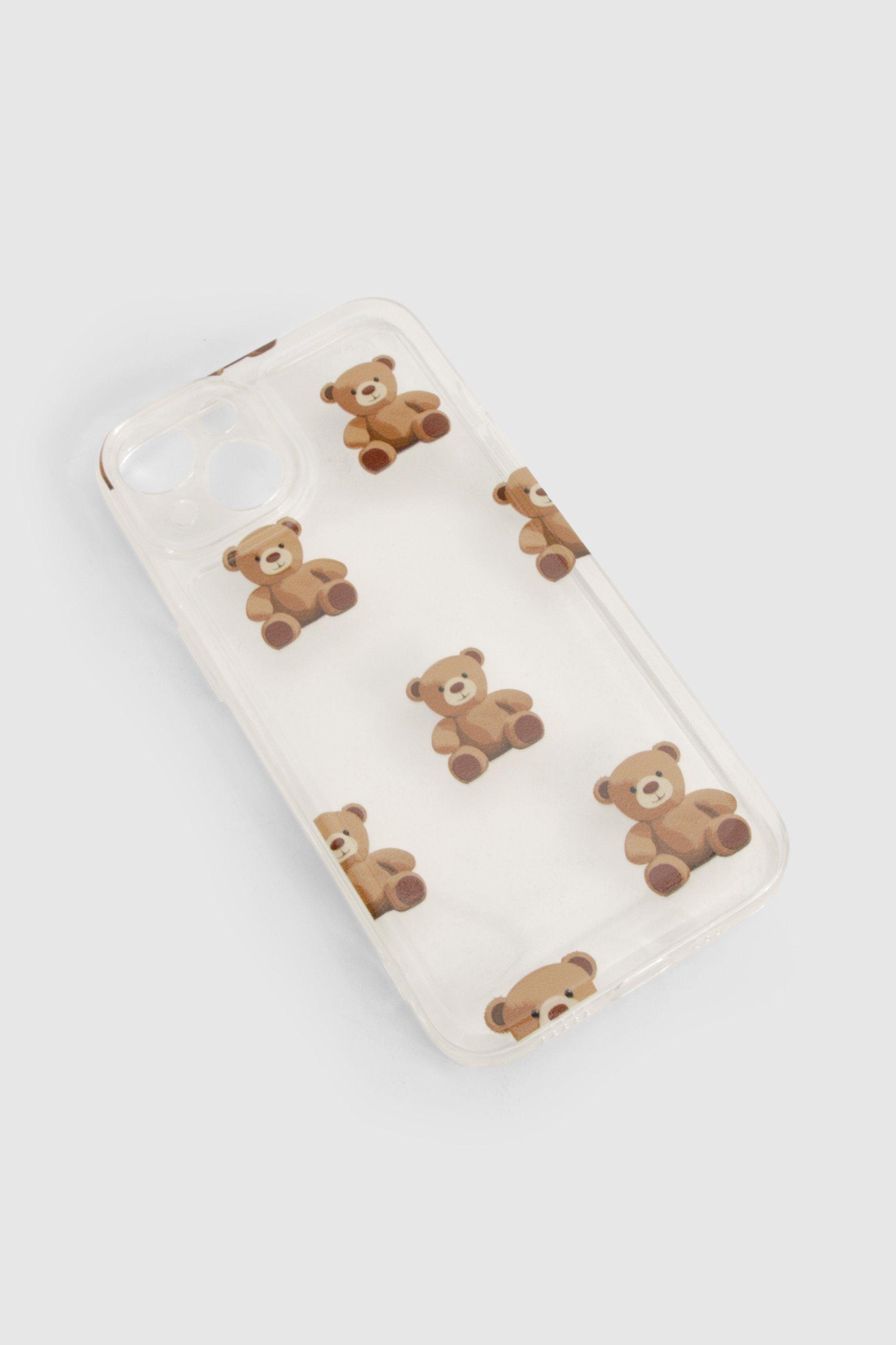 Womens Bear Print Phone Case - White - Iphone 12-12 Pro, White