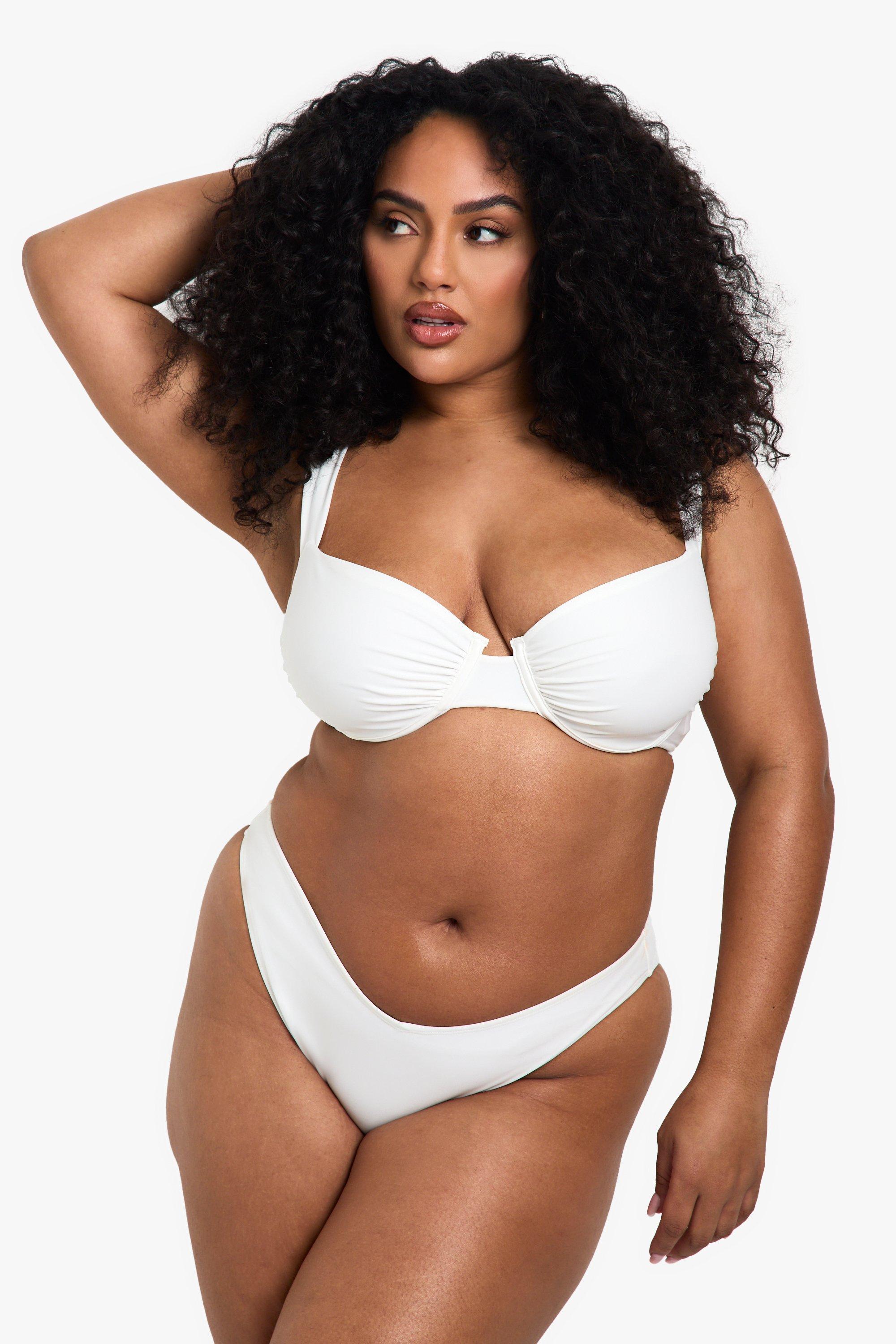 Boohoo Plus Badmode Essentials Balconette Bikini Top, White