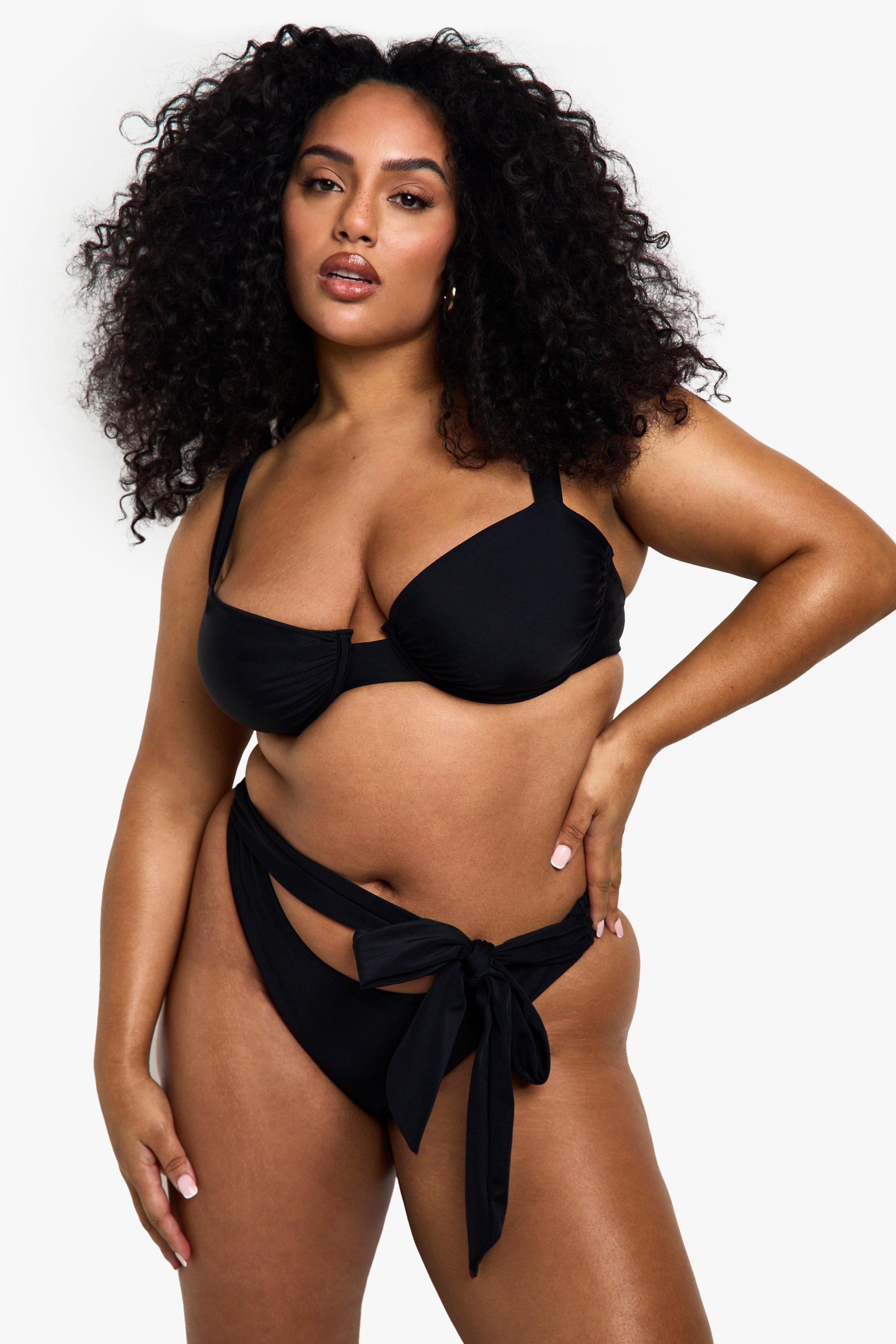 Boohoo Plus Badmode Essentials Balconette Bikini Top, Black