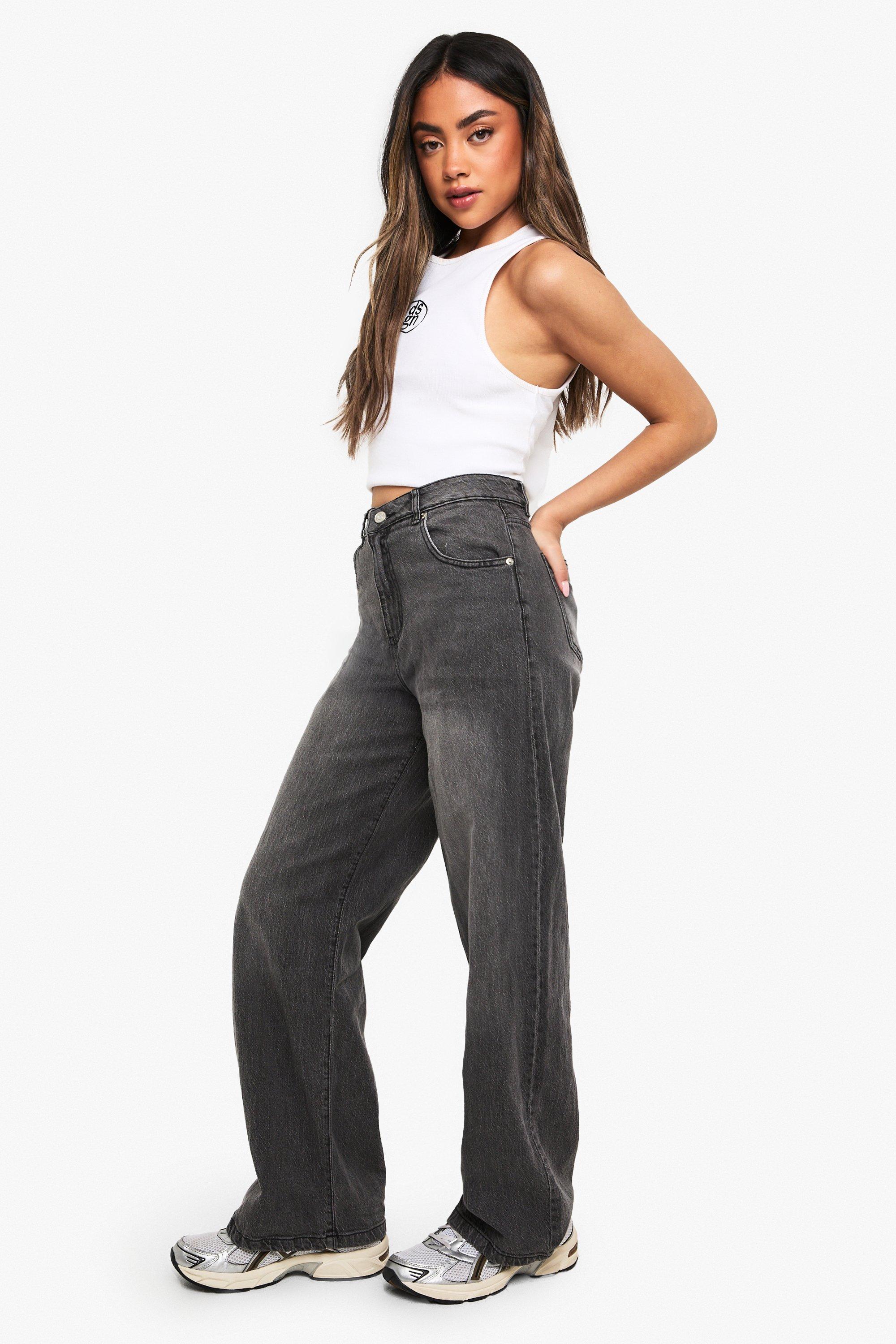 Boohoo Basic Wide Leg Jeans, Mid Grey