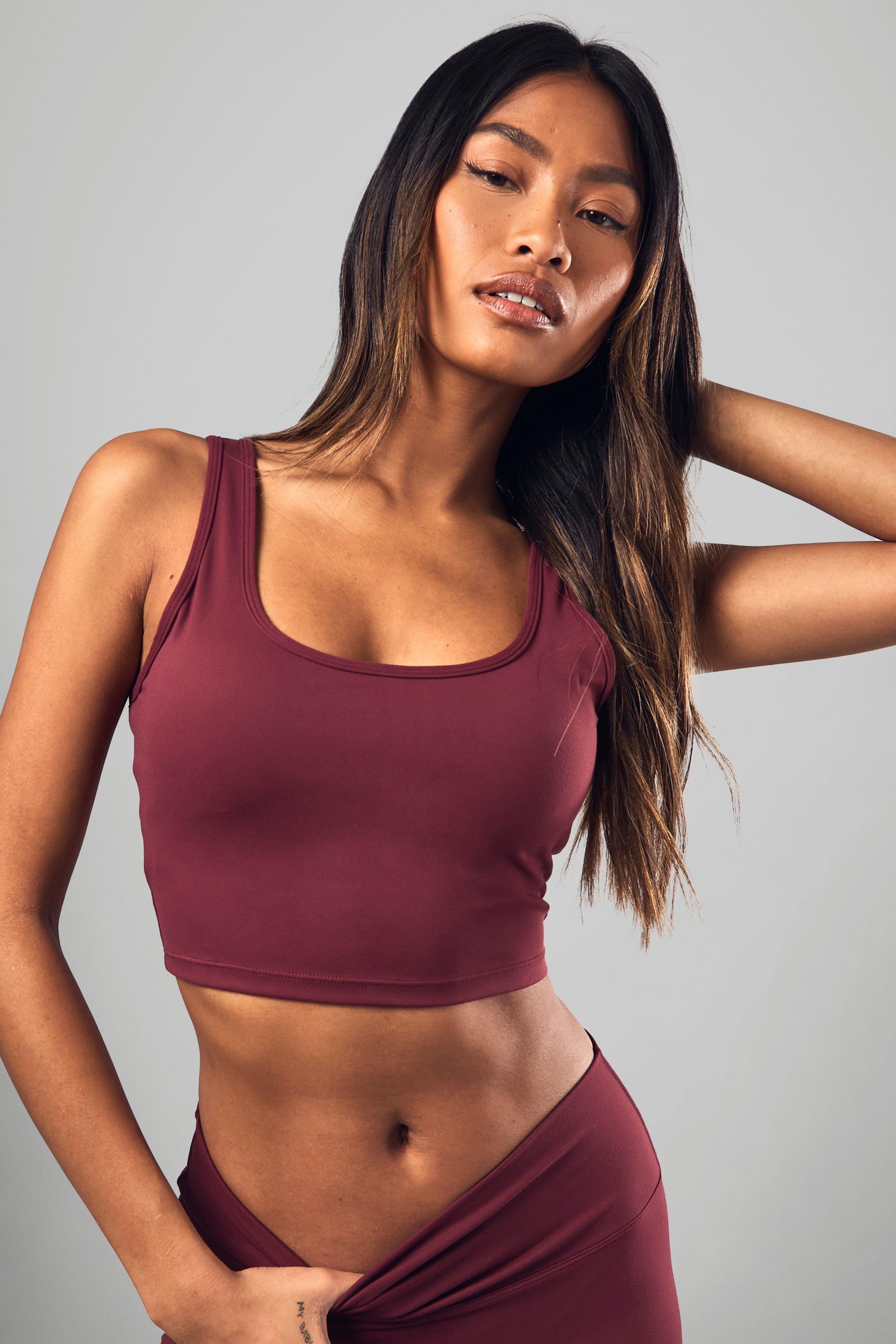 Boohoo Gewatteerde Superzachte Gewatteerde Dsgn Studio Sport Bh Met Perzikhuid, Burgundy