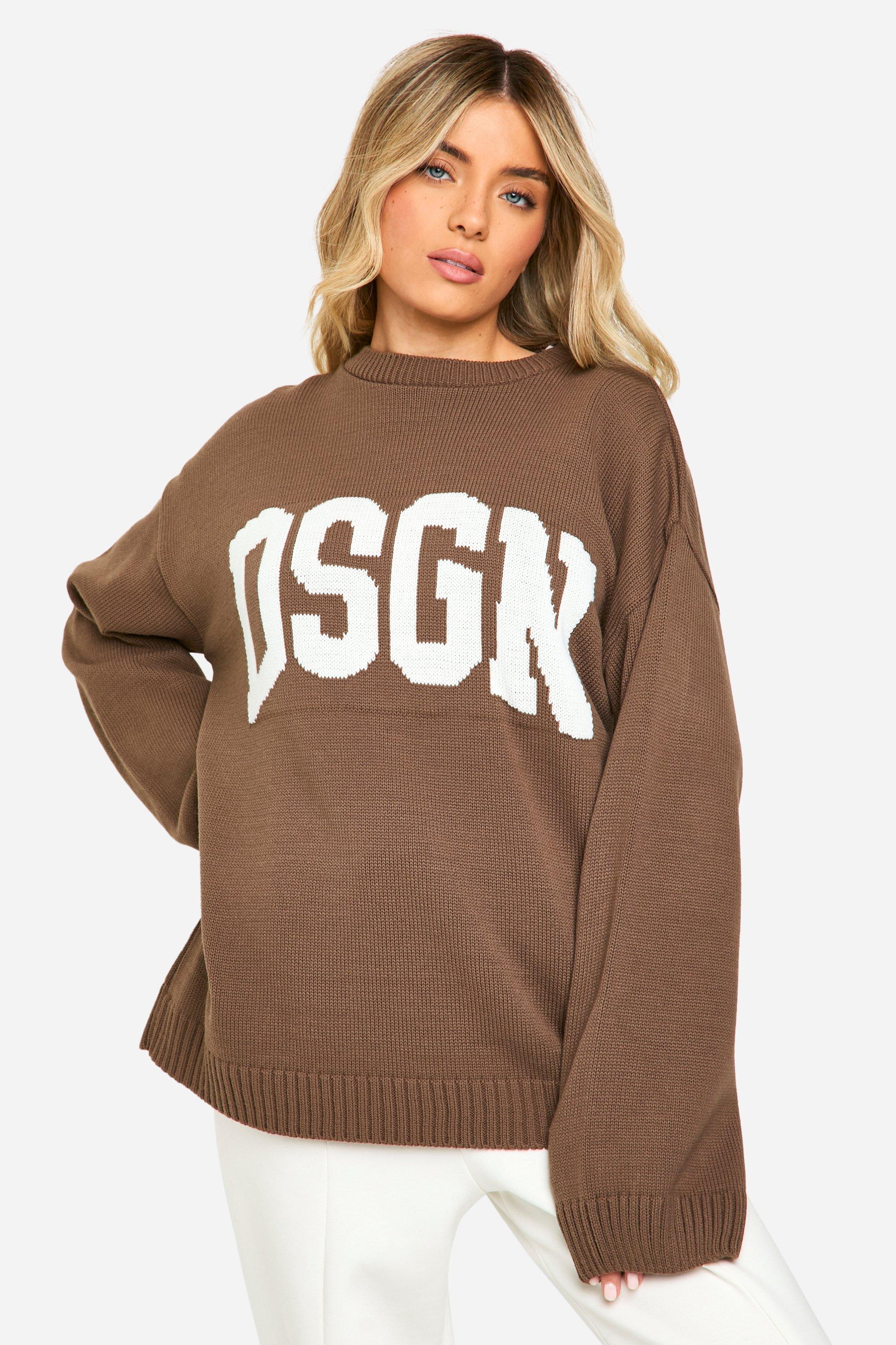 Image of Maglione a girocollo in maglia DSGN, Beige