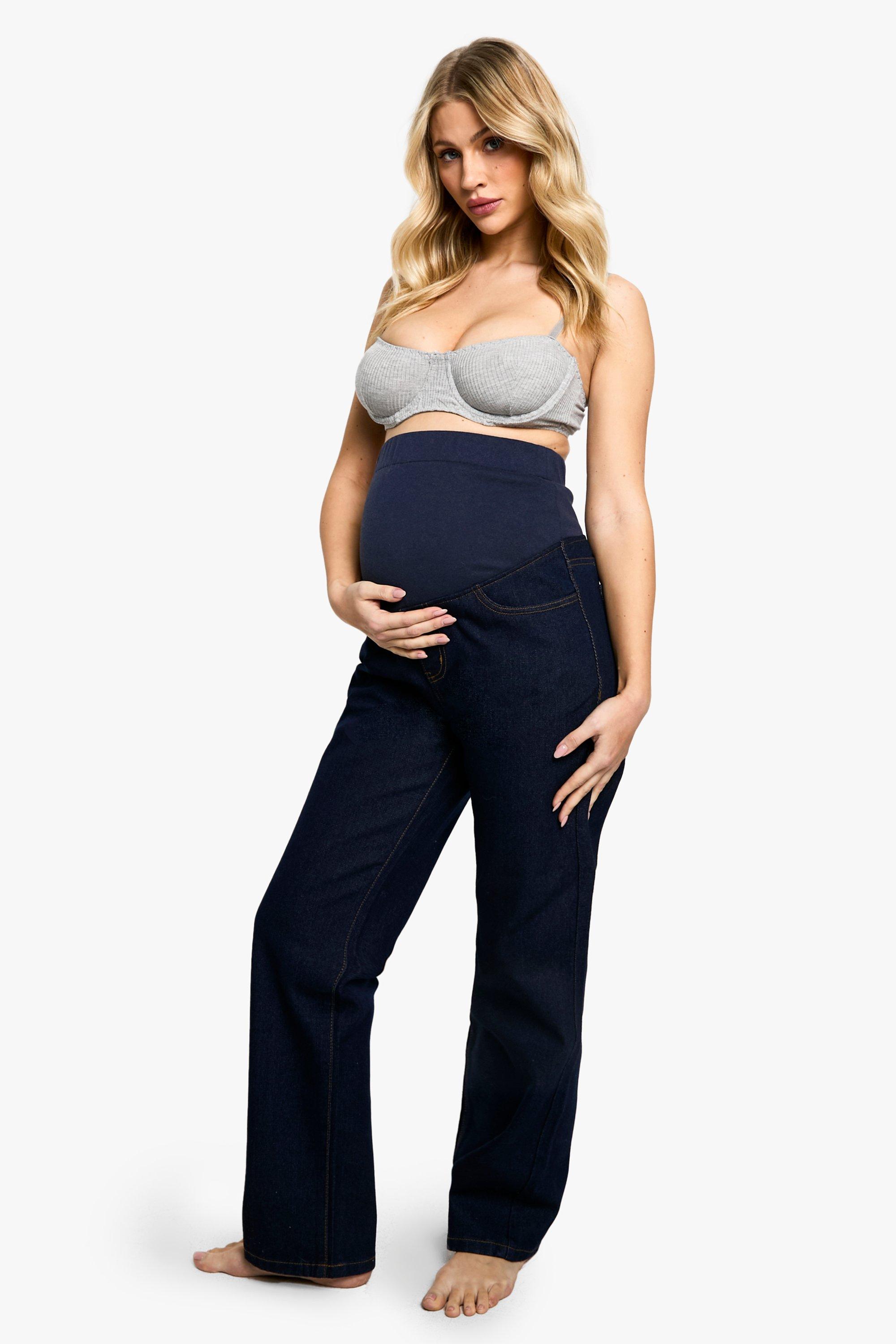 Boohoo Zwangerschap Over The Bump Mom Jeans, Indigo