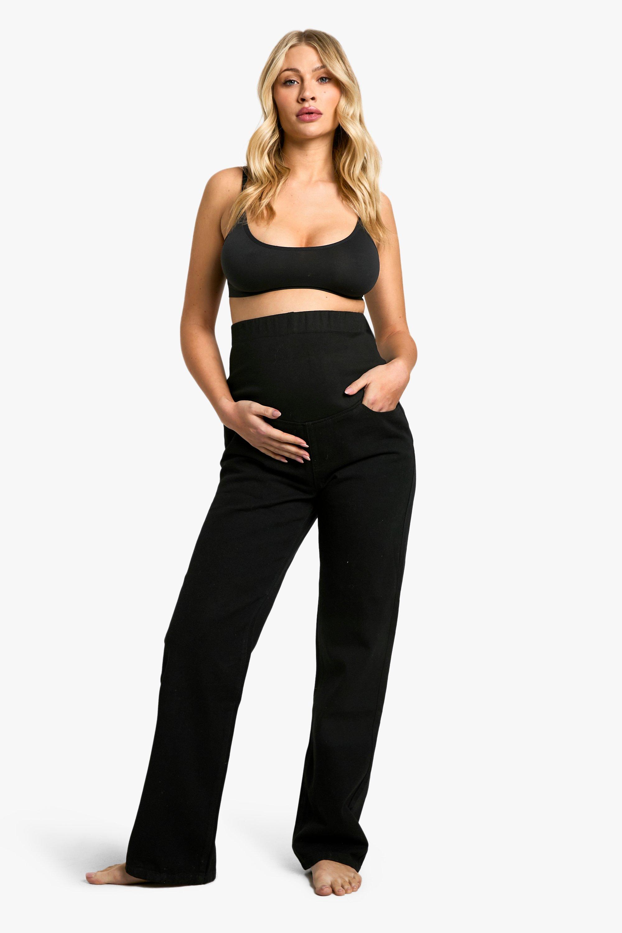 Boohoo Zwangerschap Over The Bump Jeans Met Rechte Pijpen, Black