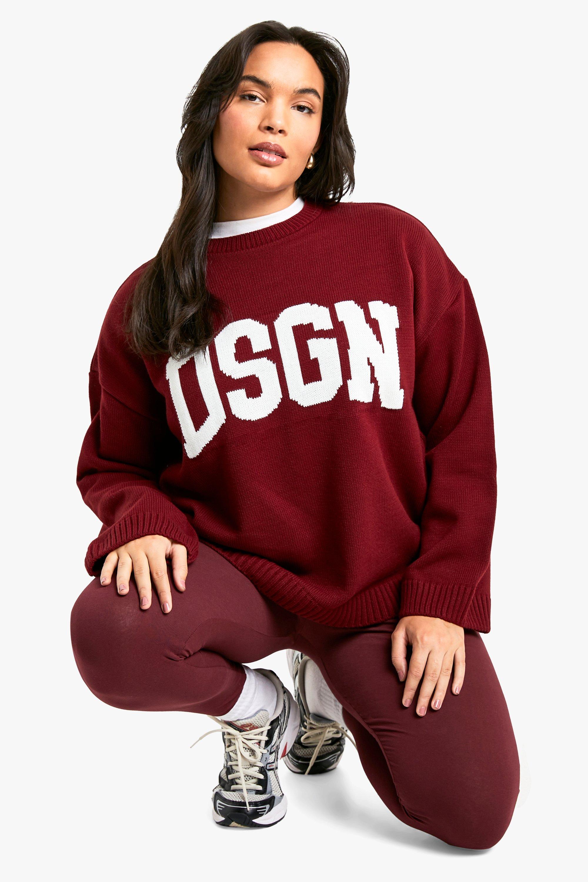 Image of Maglione a girocollo Plus Size in maglia DSGN, Rosso