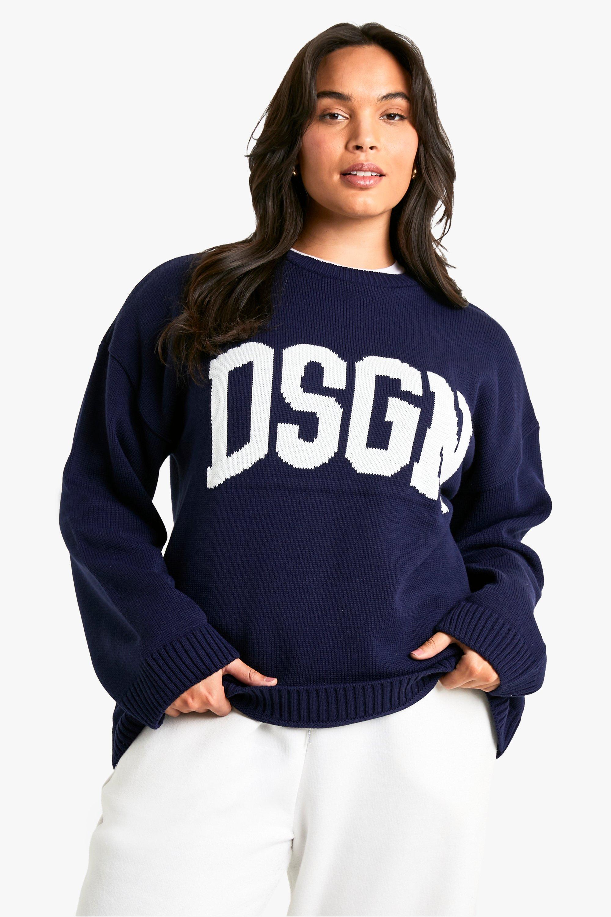 Image of Maglione a girocollo Plus Size in maglia DSGN, Navy