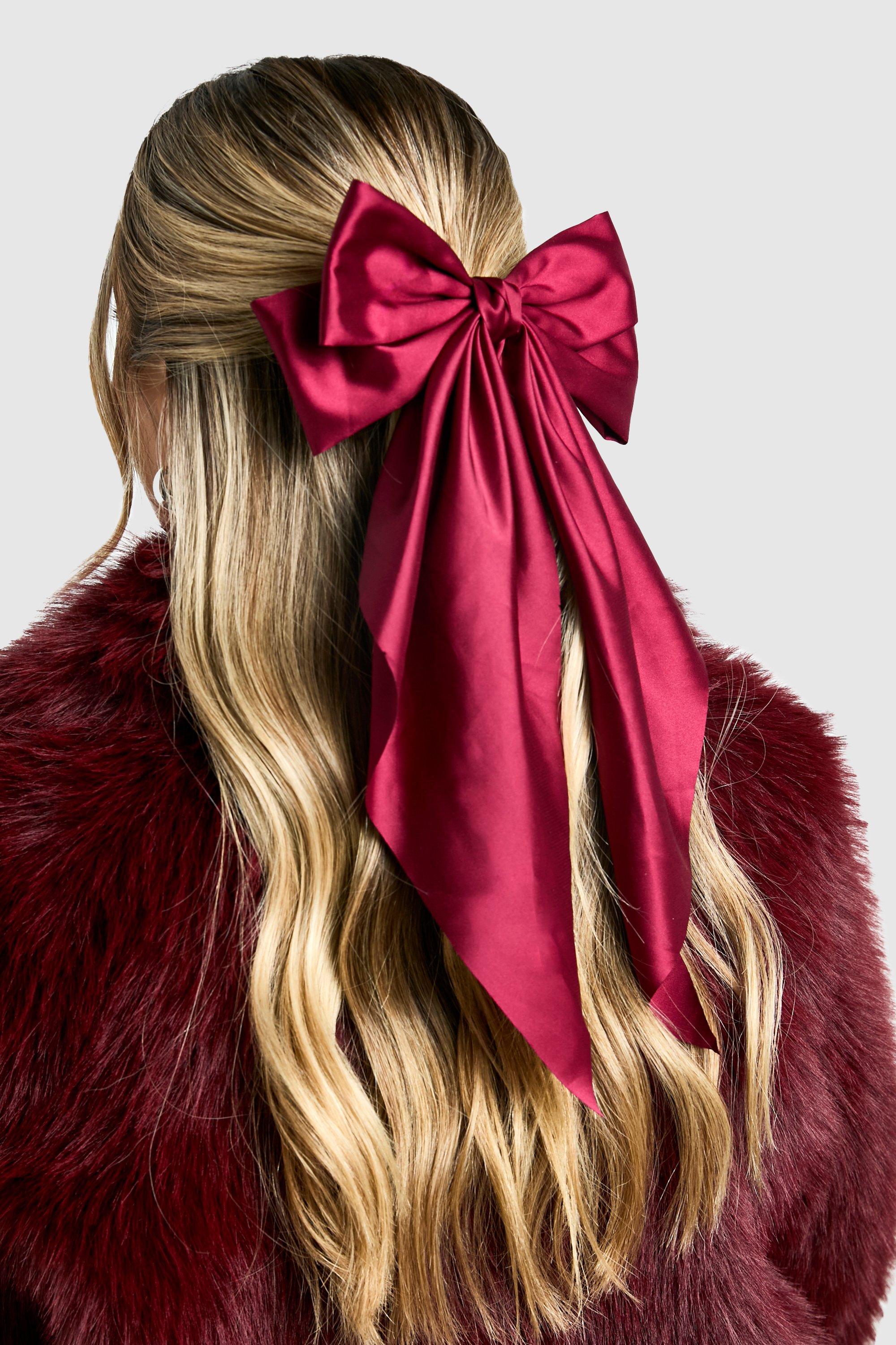 Click to view product details and reviews for Womens Burgundy Large Satin Bow Hair Clip Red One Size Red.