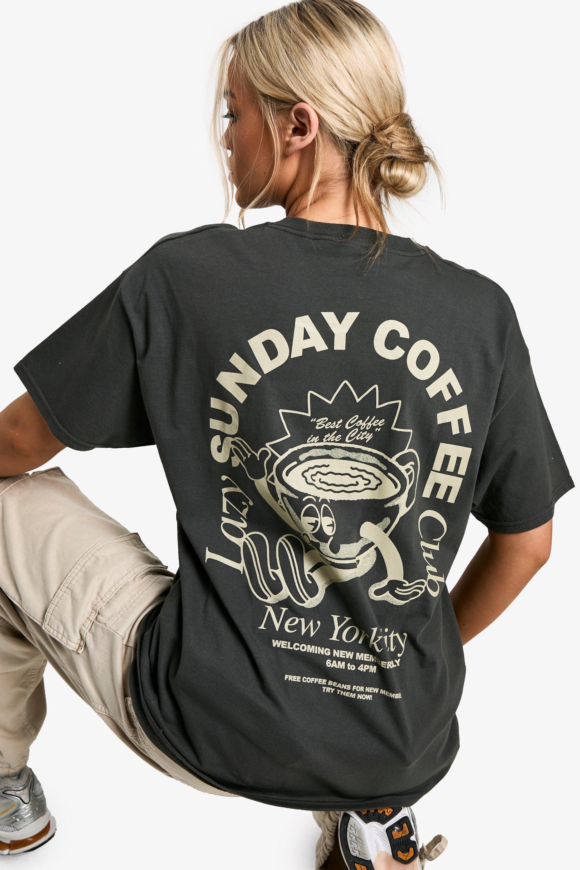 Image of TSHIRT OVERSIZE CON STAMPA SUNDAY COFFEE CLUB, Grigio