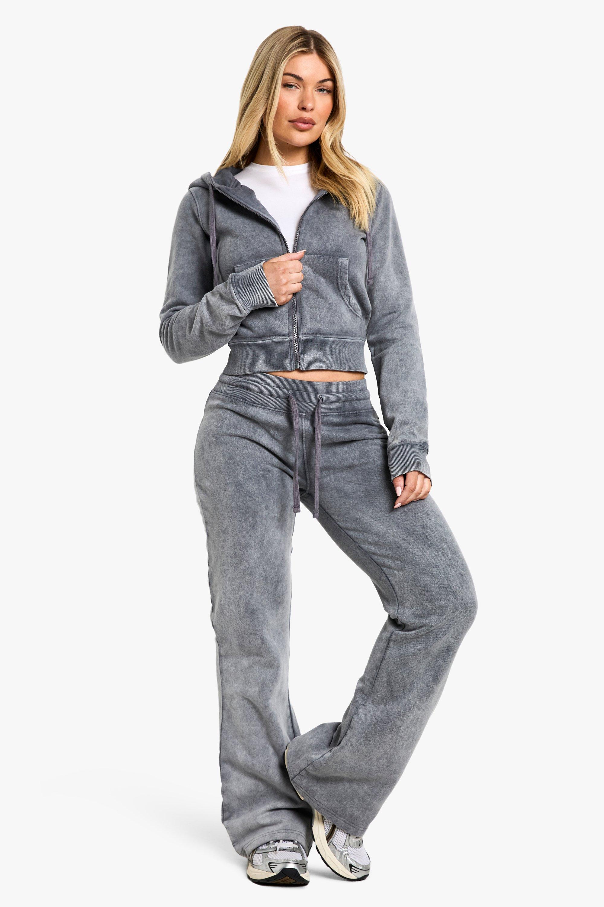 Womens Washed Low Rise Fitted Flared Jogger - Grey - Xl, Grey