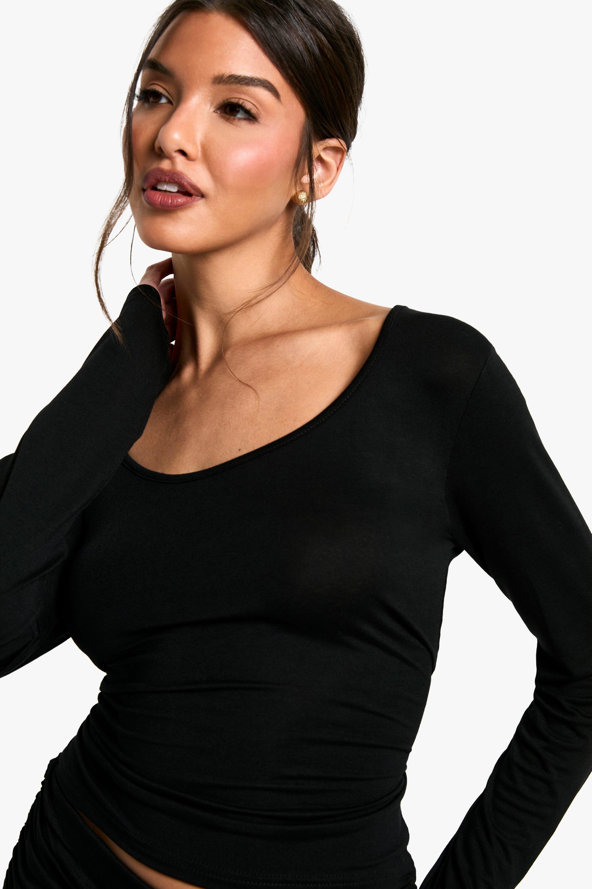 Womens Scoop Neck Lounge Top - Black - 8, Black