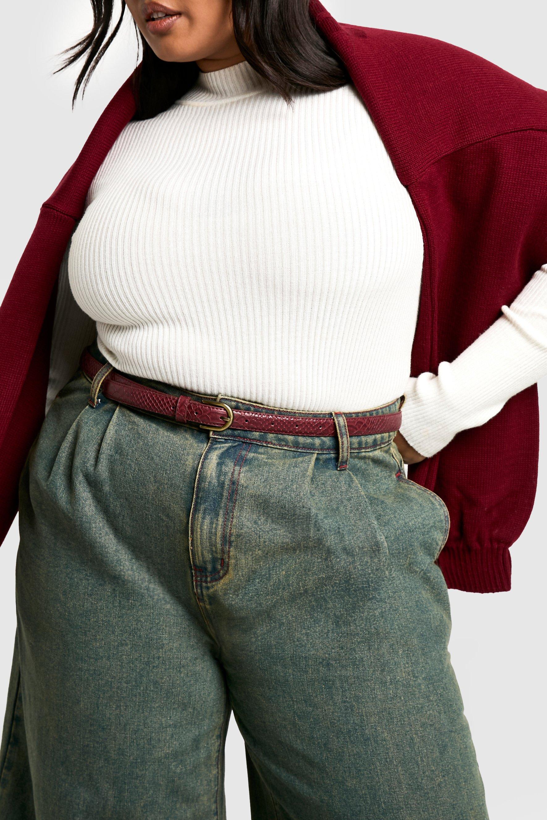 Click to view product details and reviews for Womens Plus Croc Skinny Belt Red One Size Red.