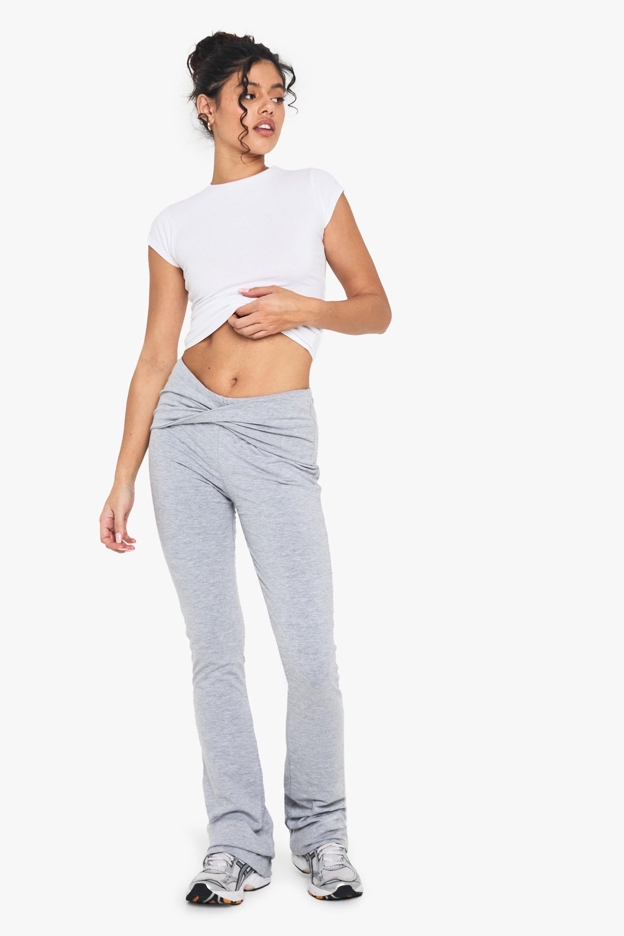 Image of Pantaloni a zampa su due livelli in jersey in modal con dettagli attorcigliati, Grigio