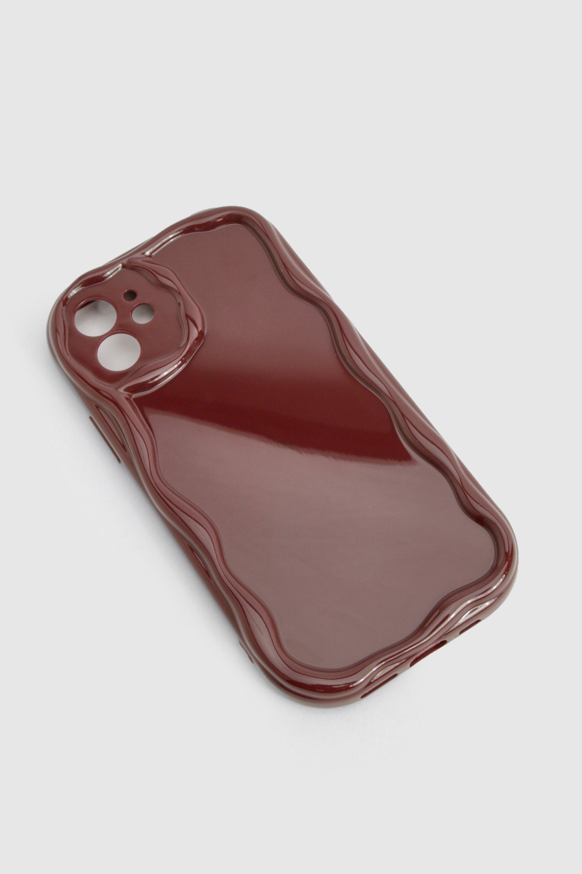 Burgundy Wave Frame Phone Case - Red - Iphone 14, Red