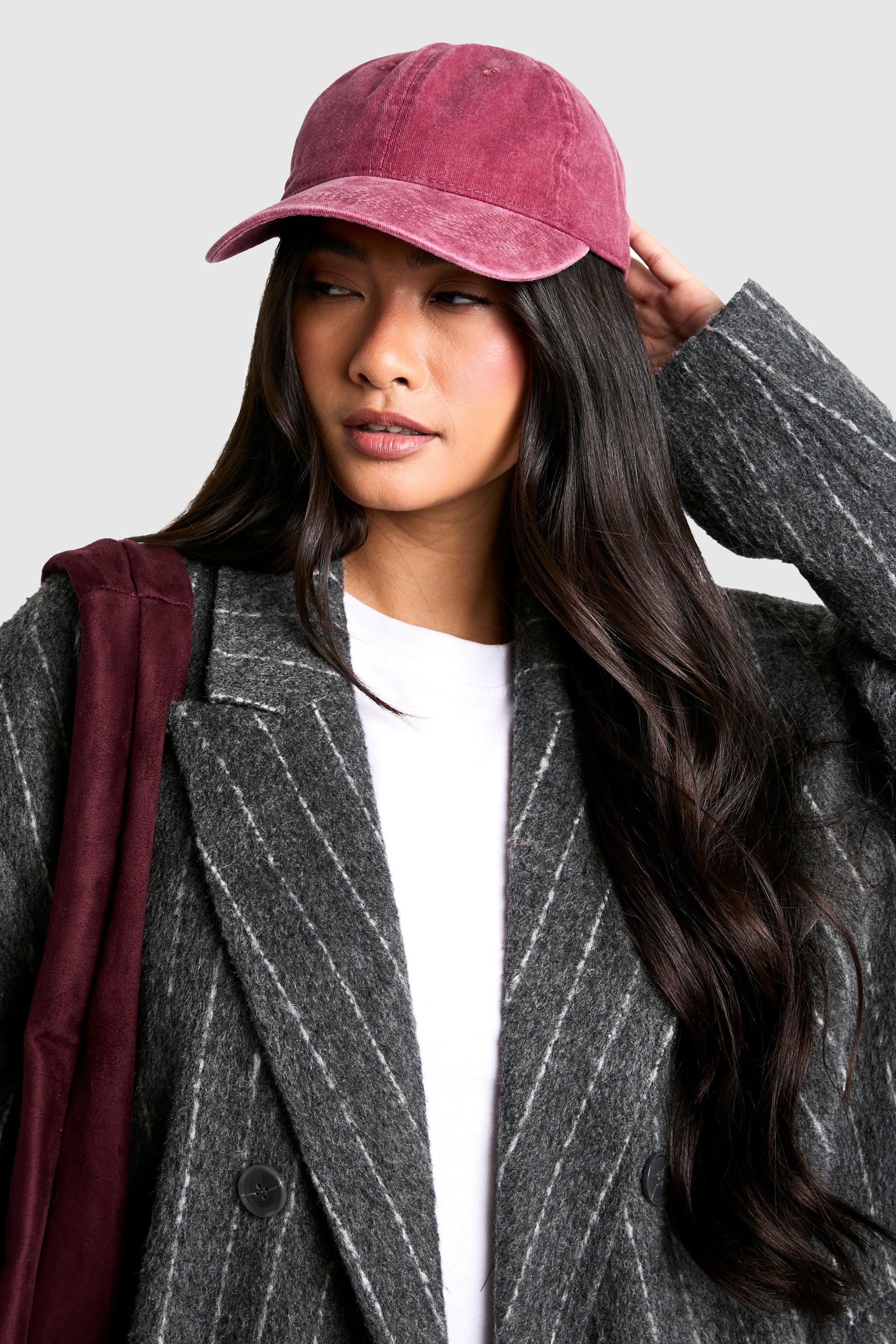 Boohoo Gebleekte Bordeauxrode Baseball Cap, Burgundy