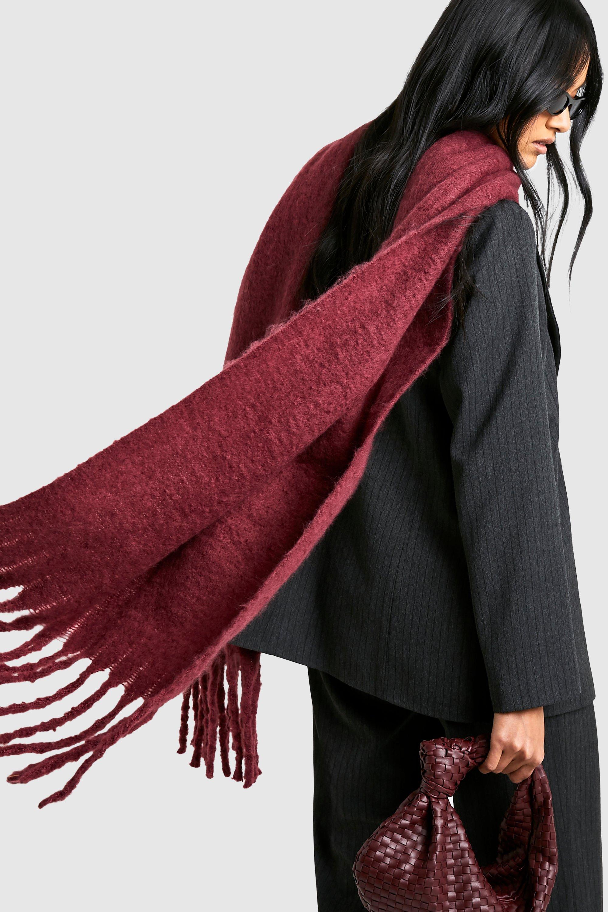 Click to view product details and reviews for Womens Burgundy Chunky Oversized Fringe Scarf Red One Size Red.