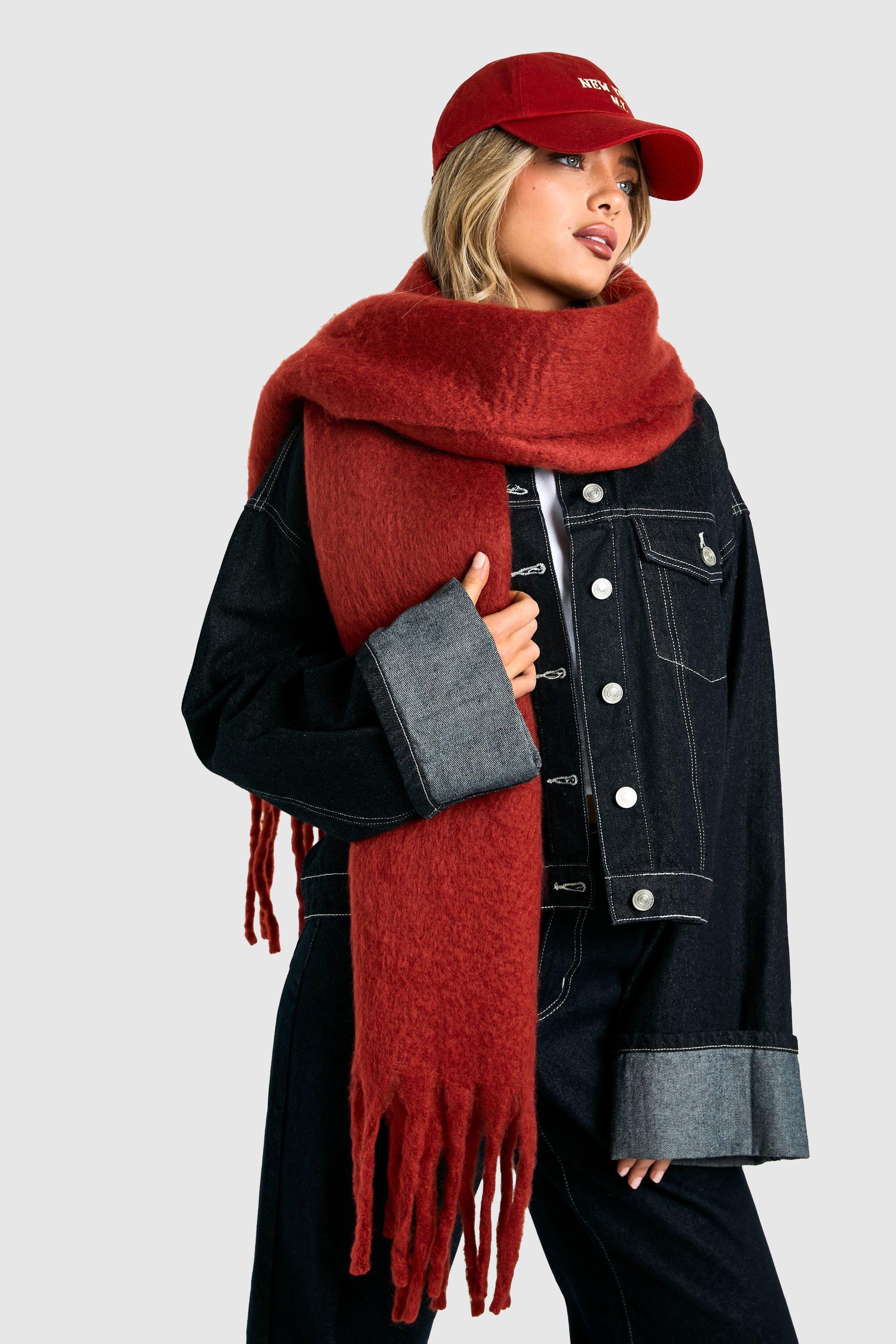 Click to view product details and reviews for Womens Chunky Oversized Fringe Scarf Red One Size Red.