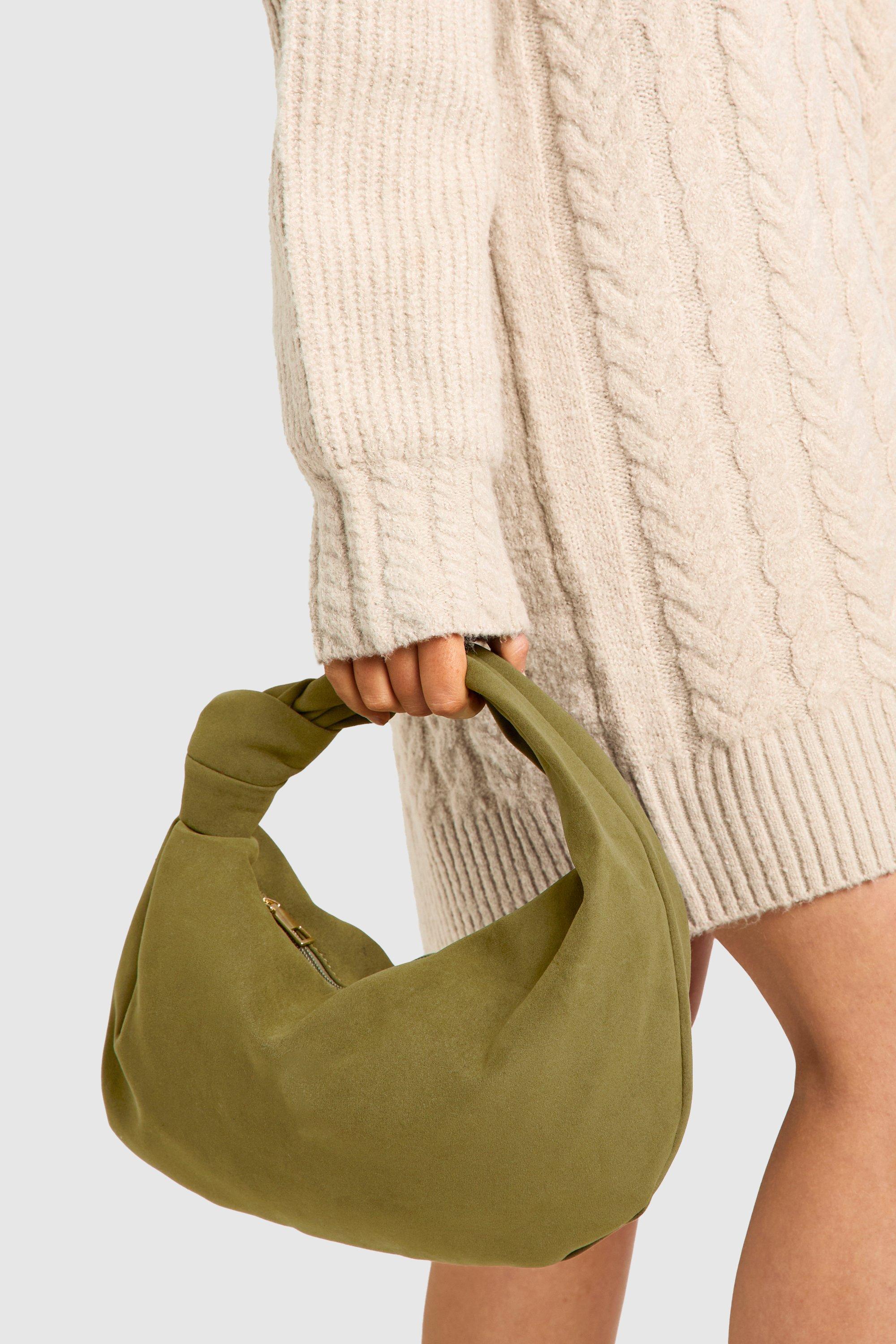 Click to view product details and reviews for Womens Faux Suede Knot Detail Grab Bag Green One Size Green.