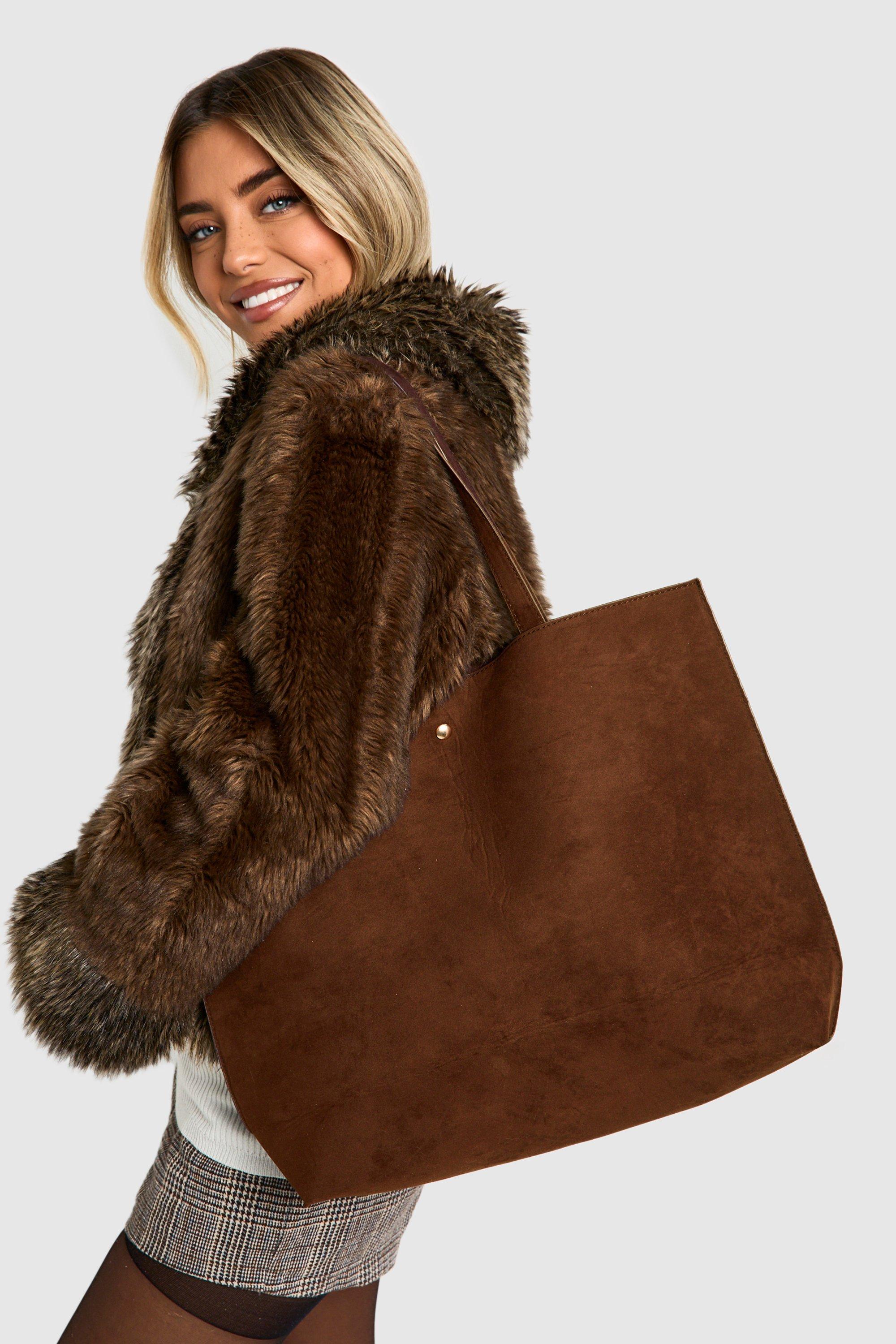 Click to view product details and reviews for Womens Faux Suede Tote Shopper Bag Brown One Size Brown.