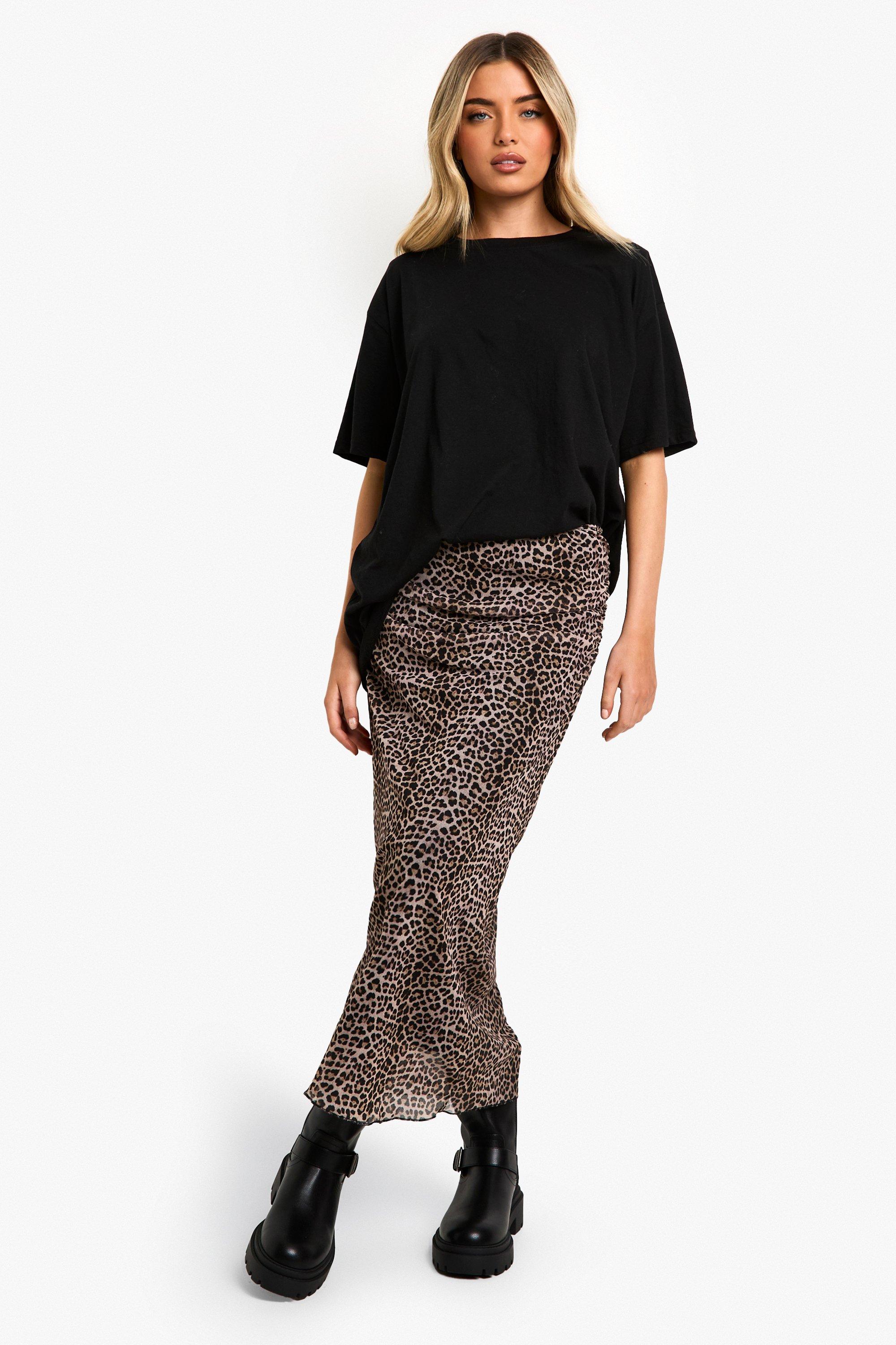 Boohoo Chiffon Luipaardprint Midaxi Rok, Leopard