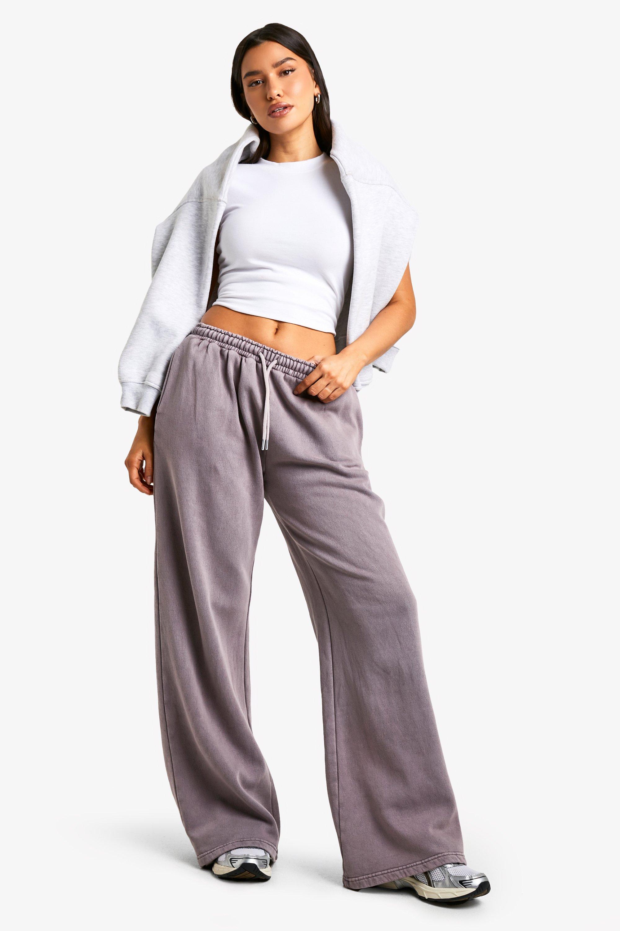 Womens Tall Washed Wide Leg Jogger - Grey - L, Grey