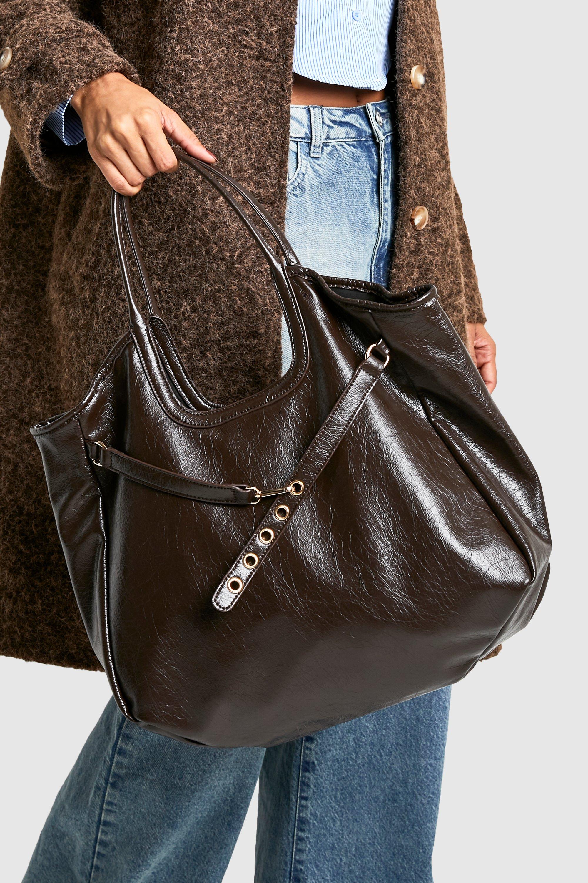 Click to view product details and reviews for Womens Distressed Pu Strap Detail Shoulder Bag Brown One Size Brown.