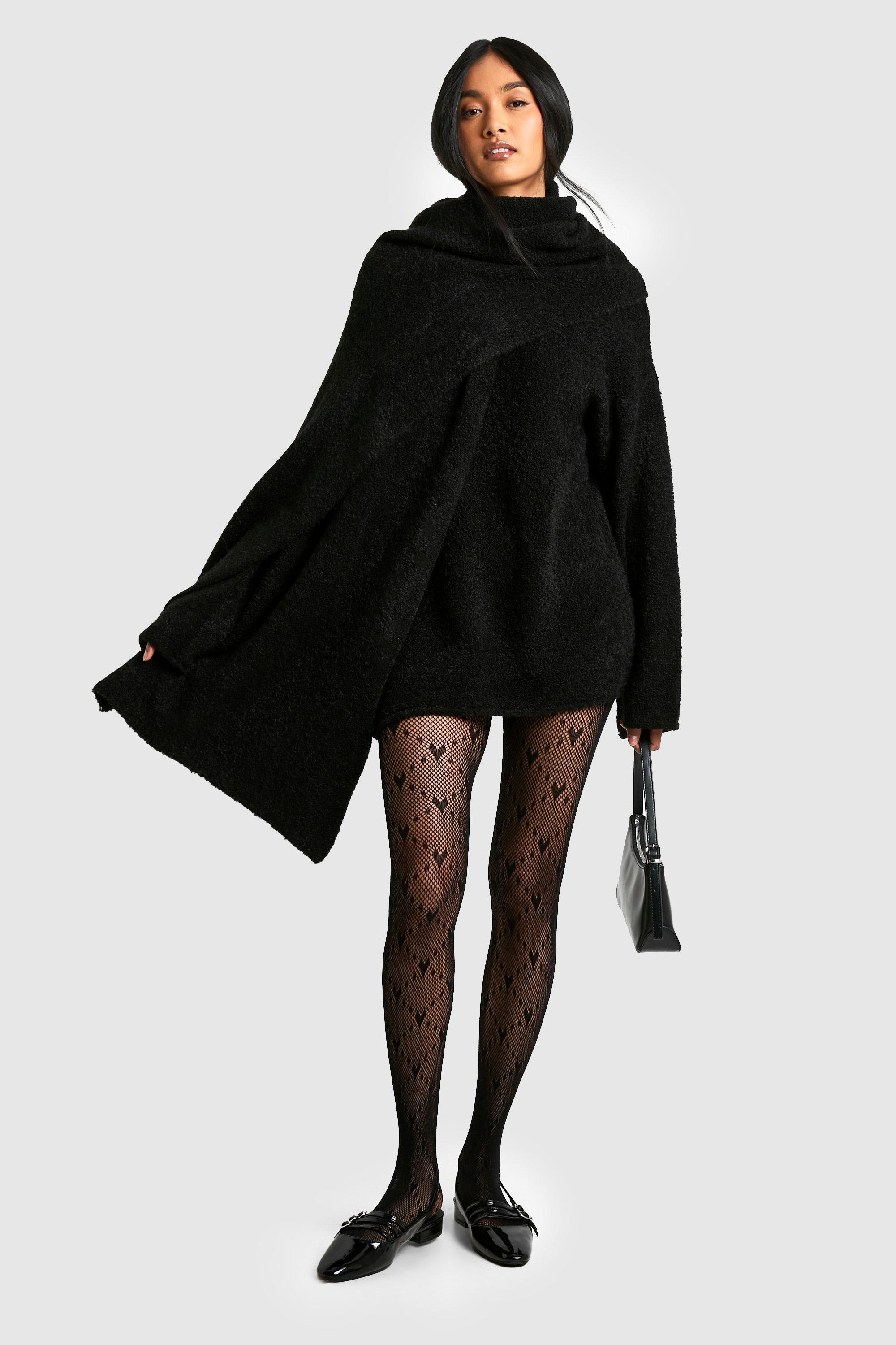 Image of Collant con fantasia a cuori, Nero